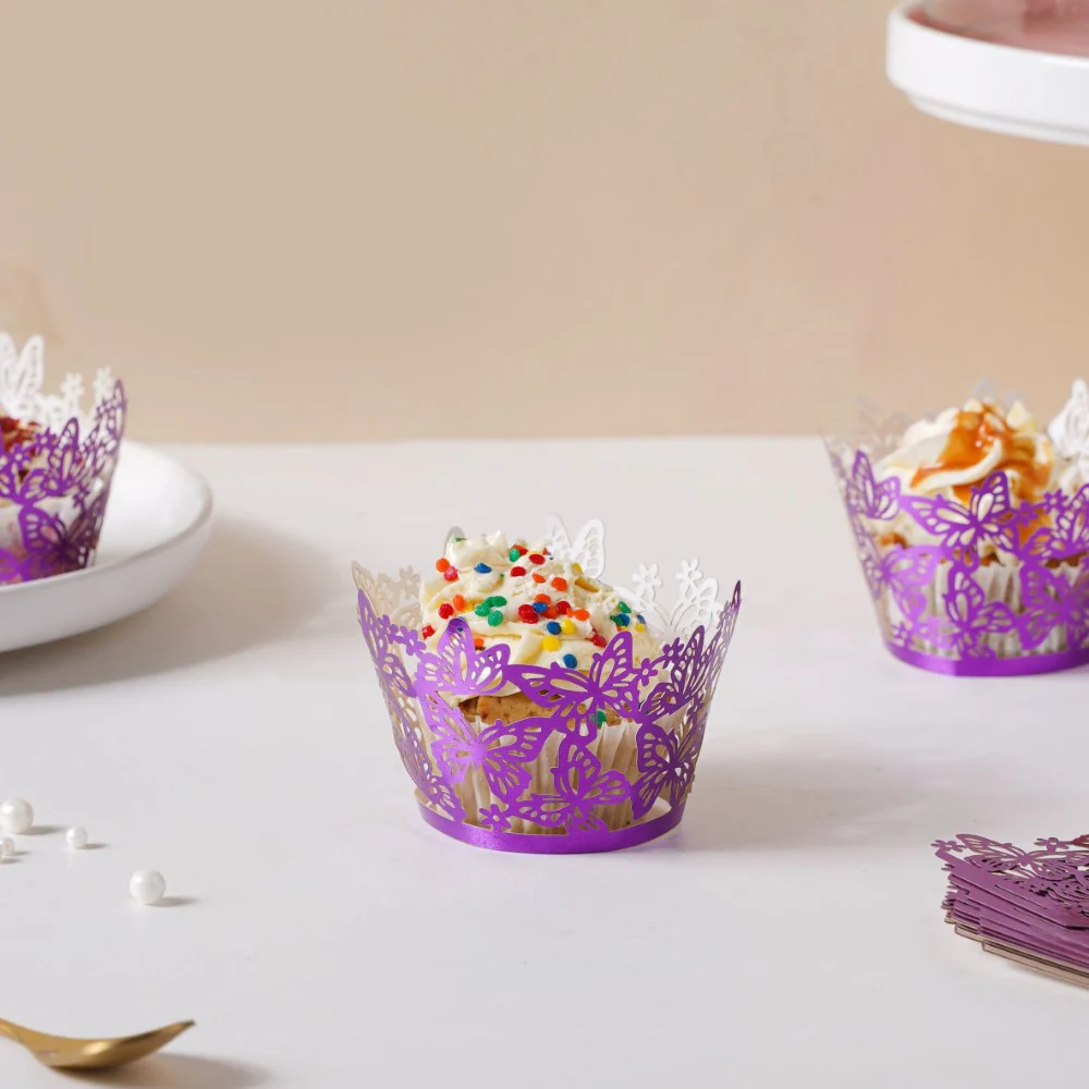 Purple Butterfly Lace Cupcake Wrapper Set Of 20 - Image 10