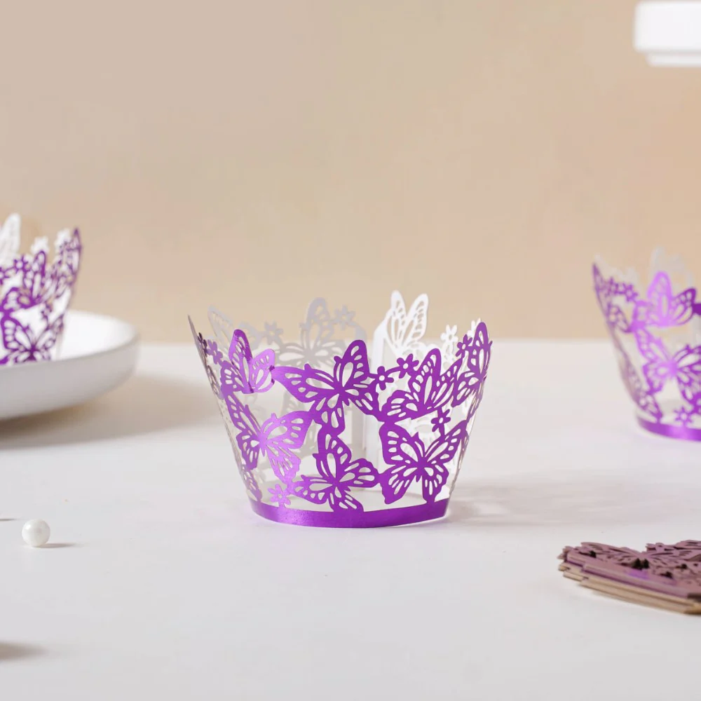 Purple Butterfly Lace Cupcake Wrapper Set Of 20 - Image 7