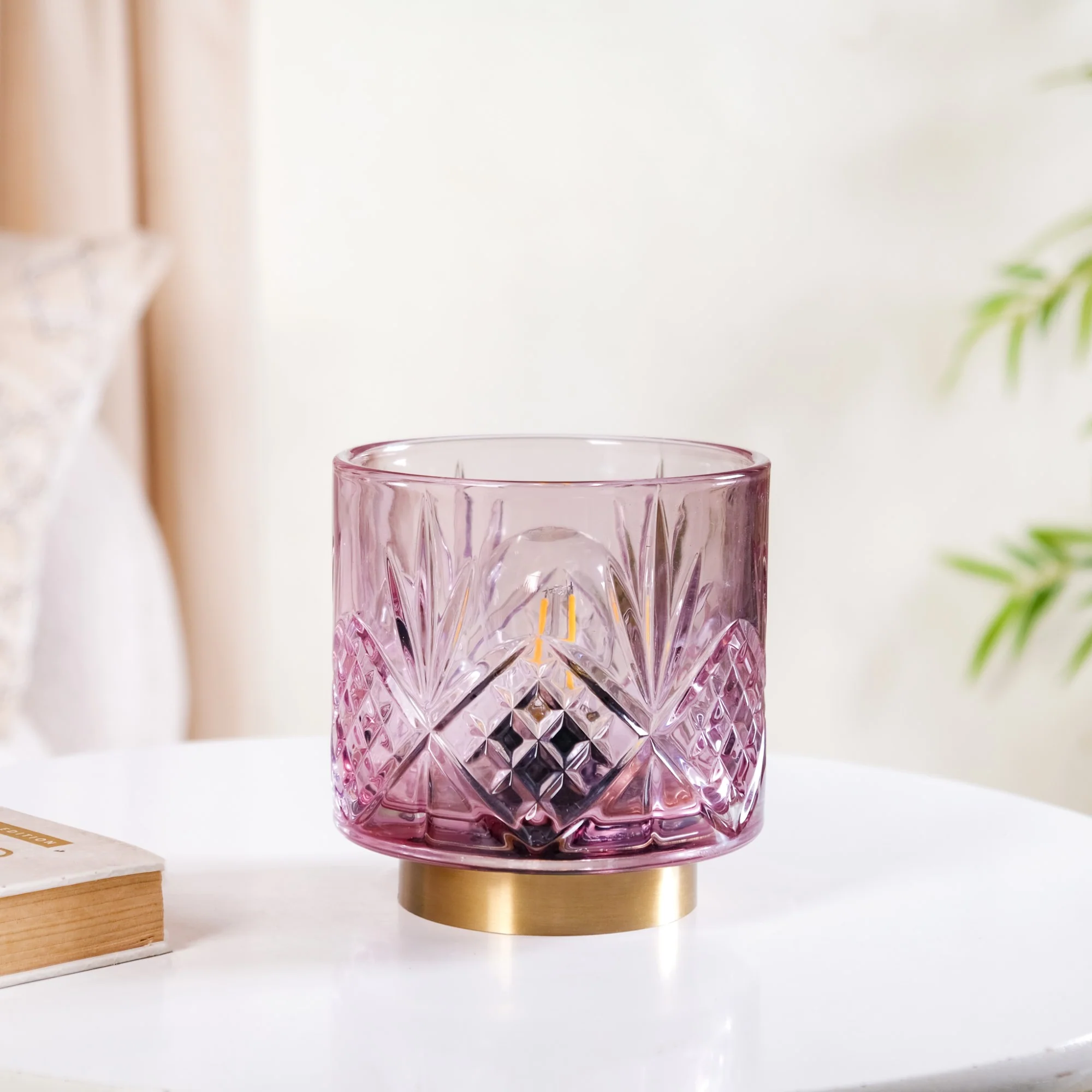 Purple Decorative Glass Lamp - Image 2