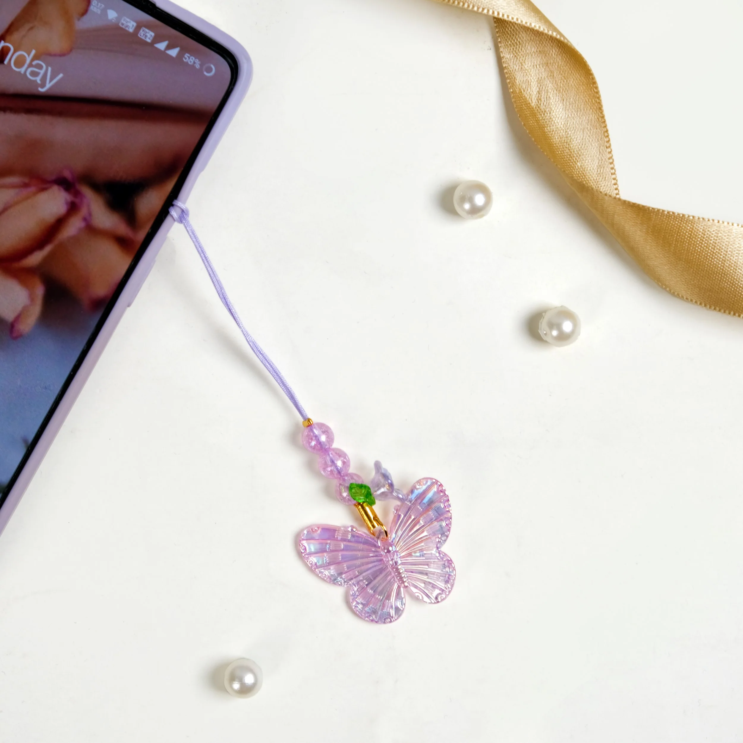Purple Fairy Dust Butterfly Phone Charm - Image 3