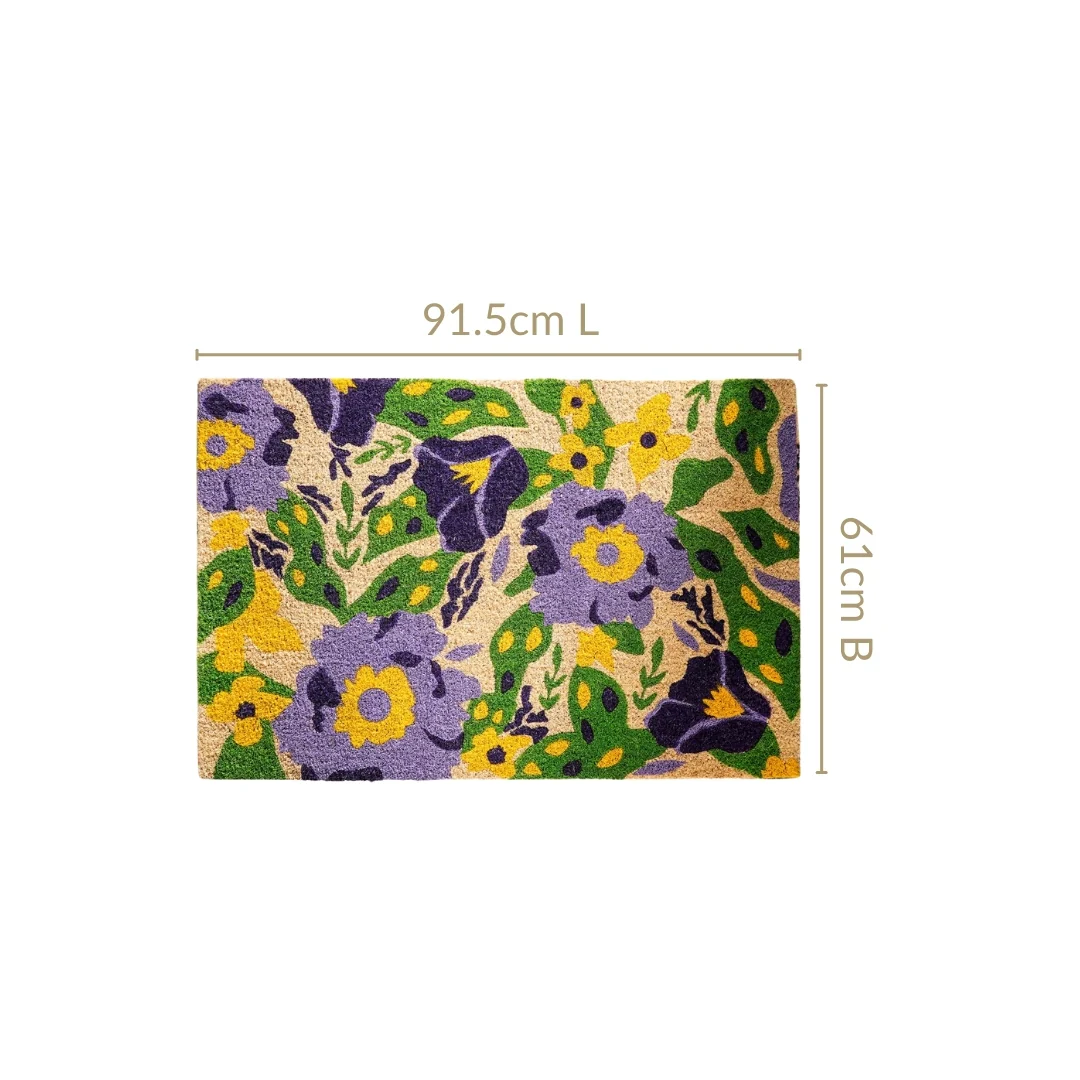 Purple Flower Field Coir Floor Mat 36x24 Inch - Image 4
