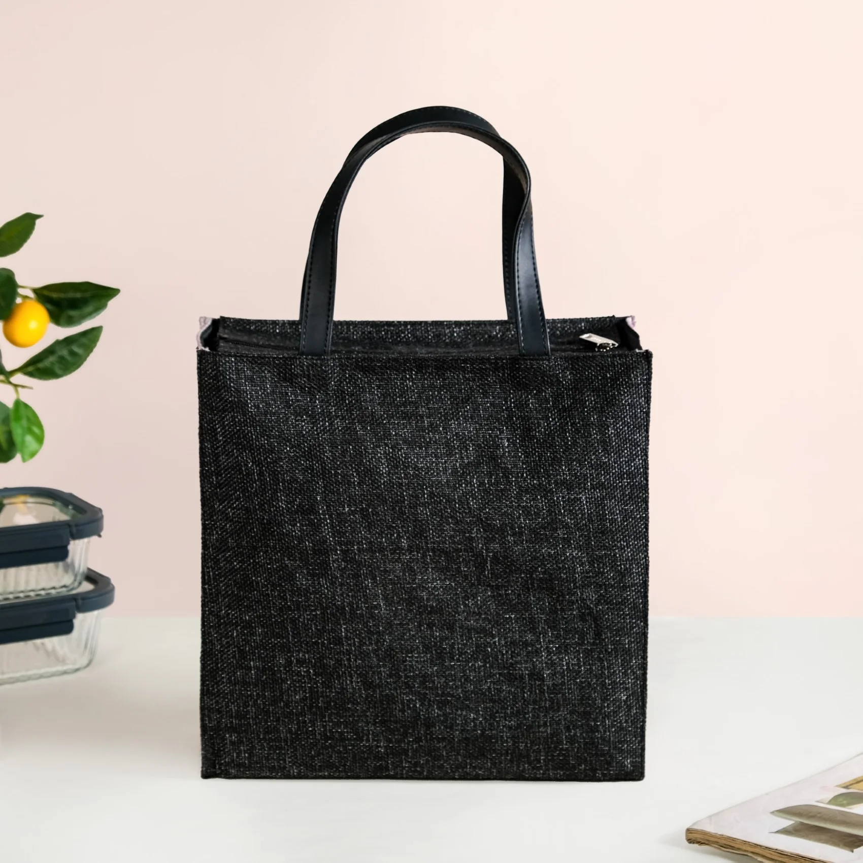 Purple Vegan Leather Lunch Bag - Image 7