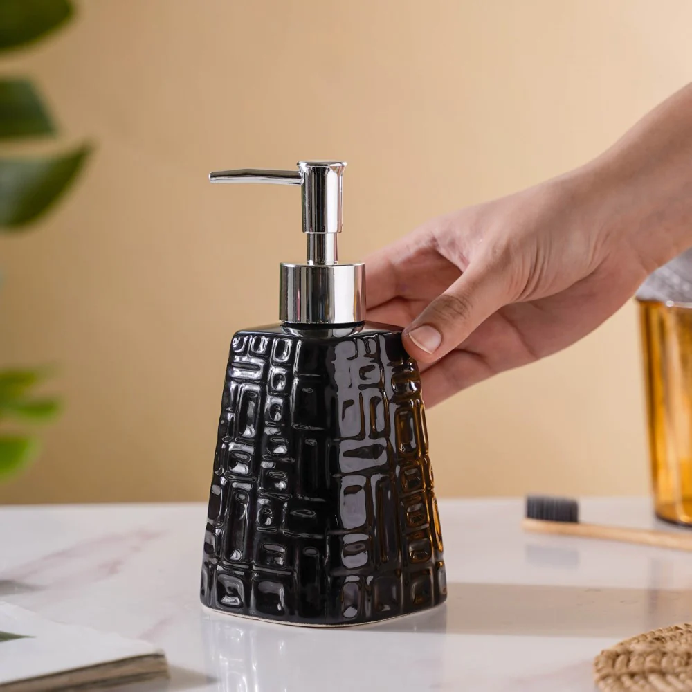 Pyramid Textured Ceramic Dispenser Black 7 Inch - Image 2