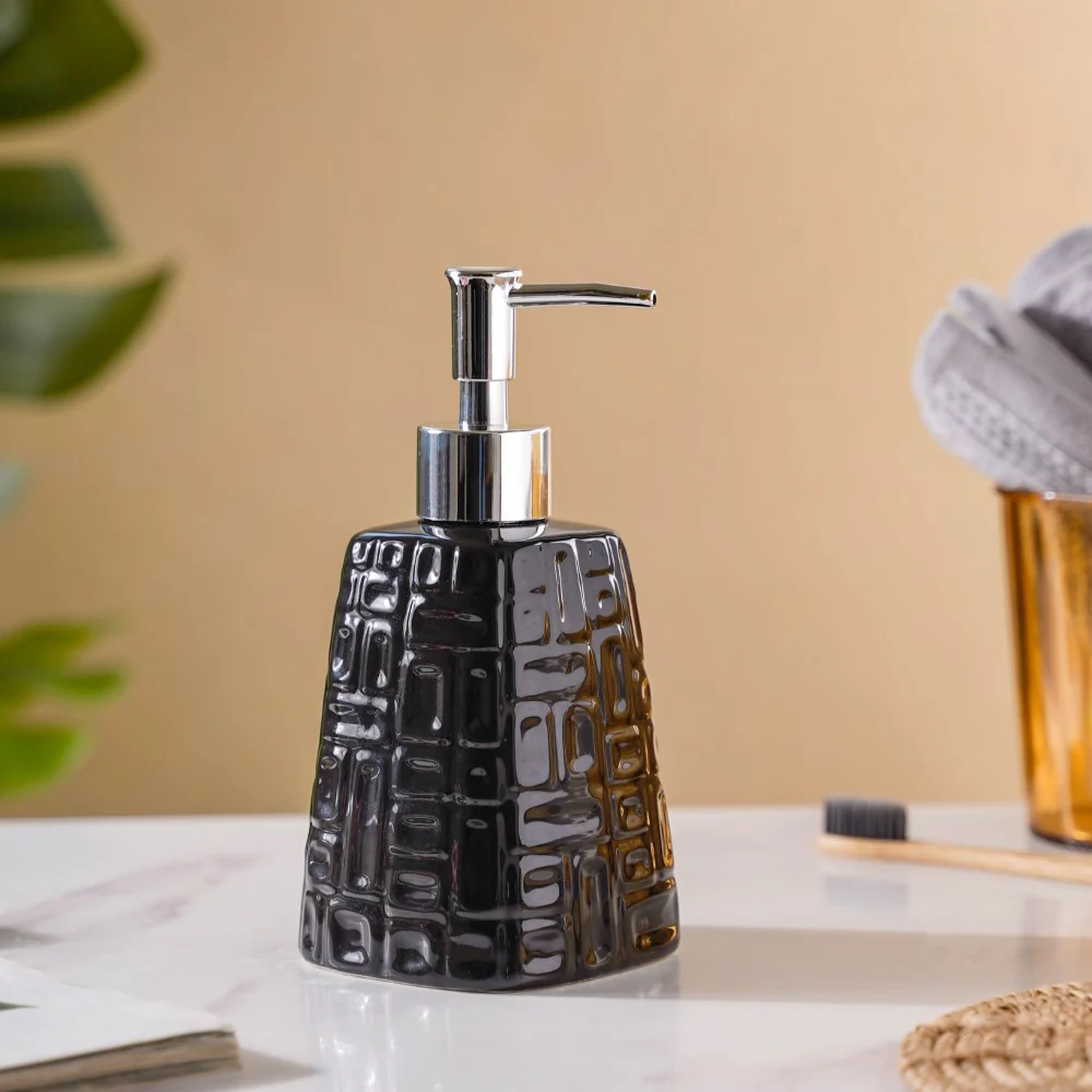 Pyramid Textured Ceramic Dispenser Black 7 Inch - Image 3
