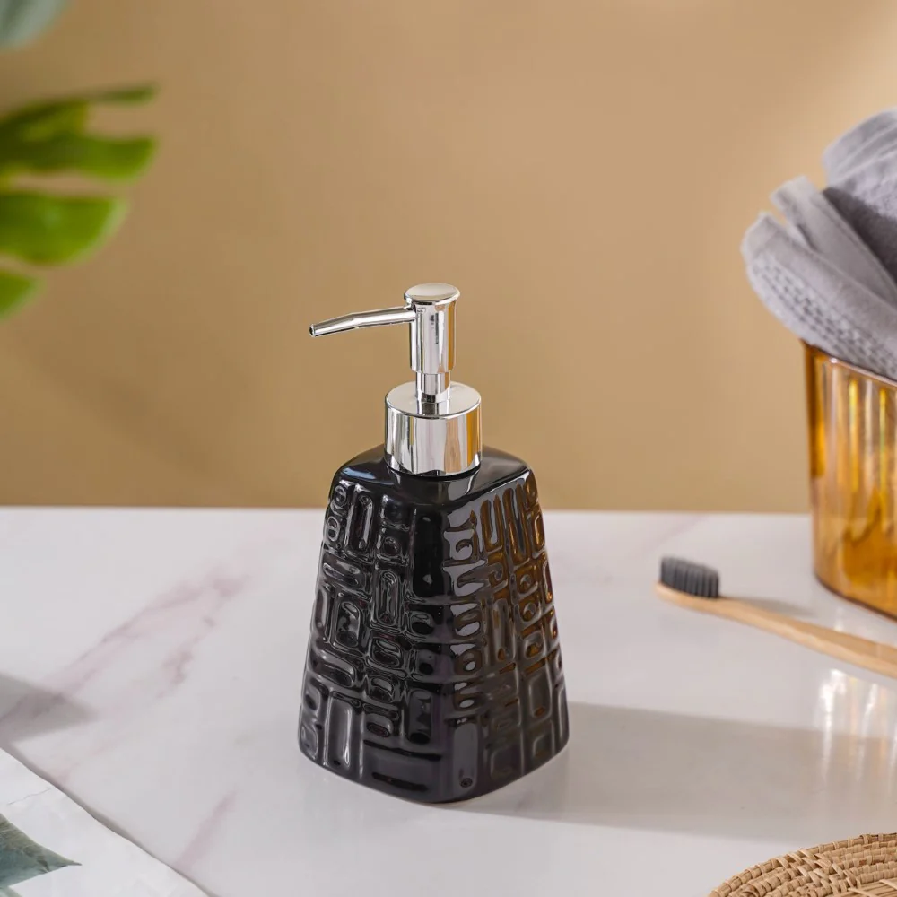 Pyramid Textured Ceramic Dispenser Black 7 Inch - Image 7