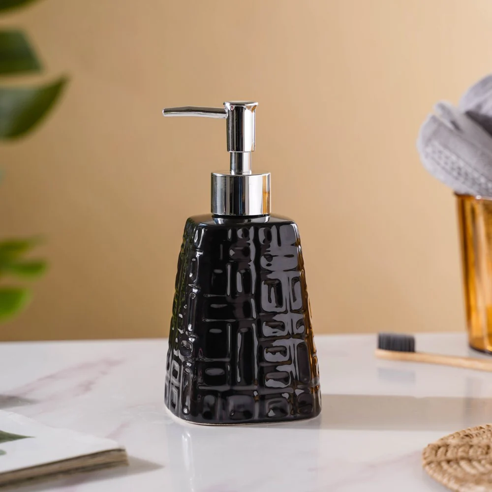 Pyramid Textured Ceramic Dispenser Black 7 Inch - Image 8