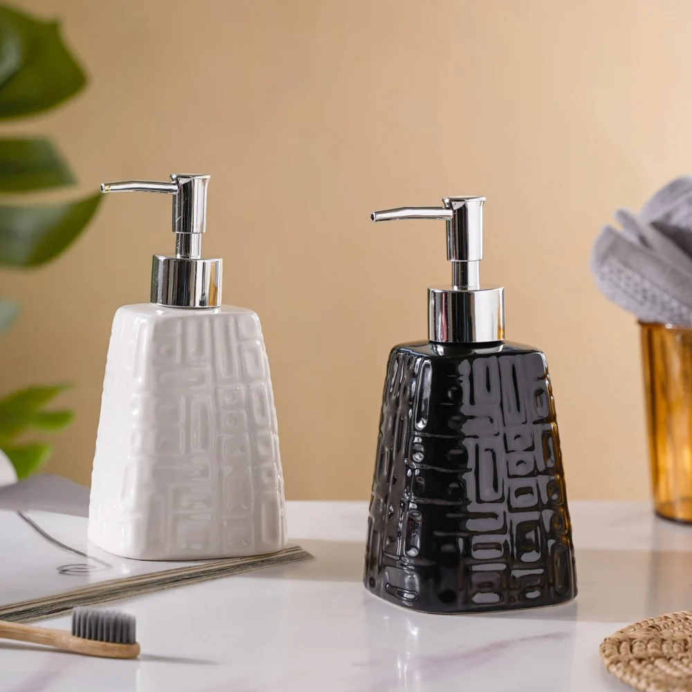 Pyramid Textured Ceramic Dispenser Black 7 Inch - Image 9