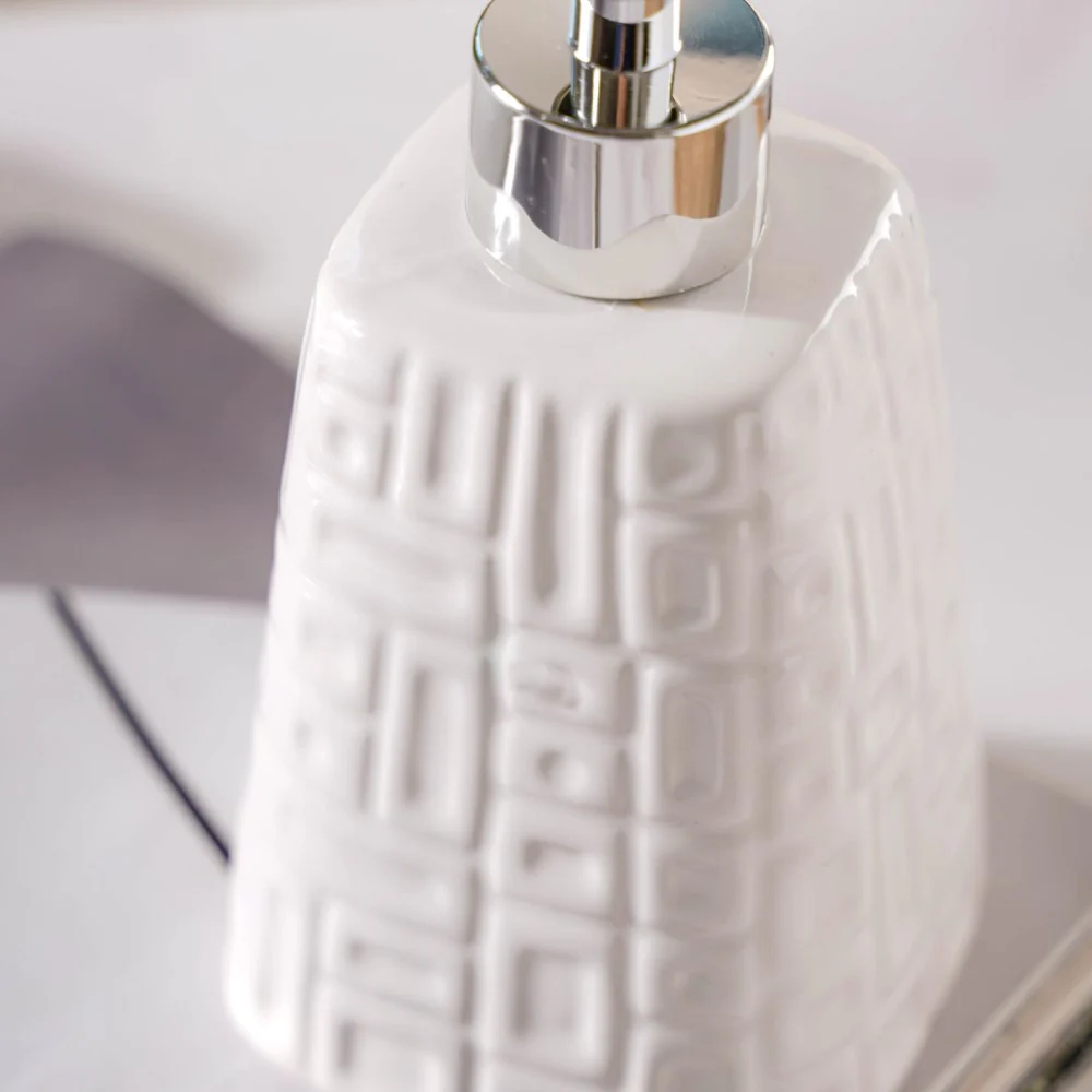 Pyramid Textured Ceramic Dispenser White 7 Inch - Image 6