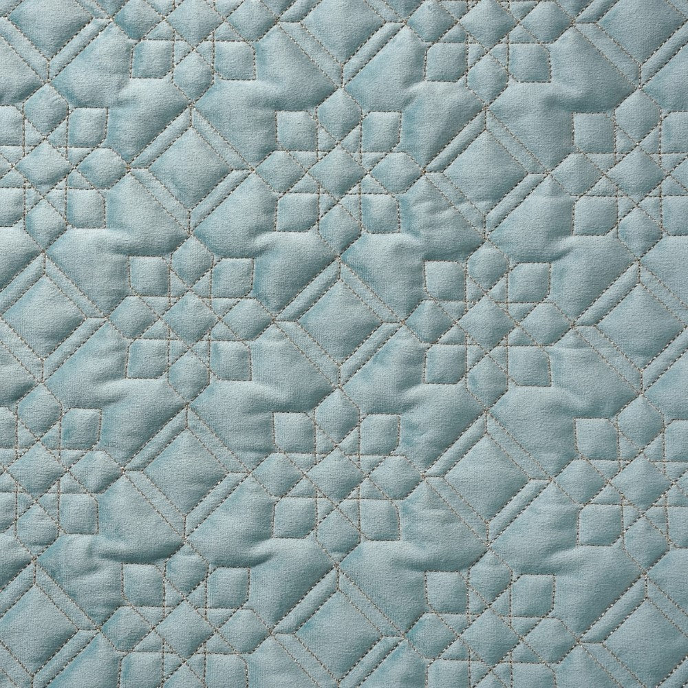 Quilted Aqua Blue Table Cover With Silver Threadwork - Image 8