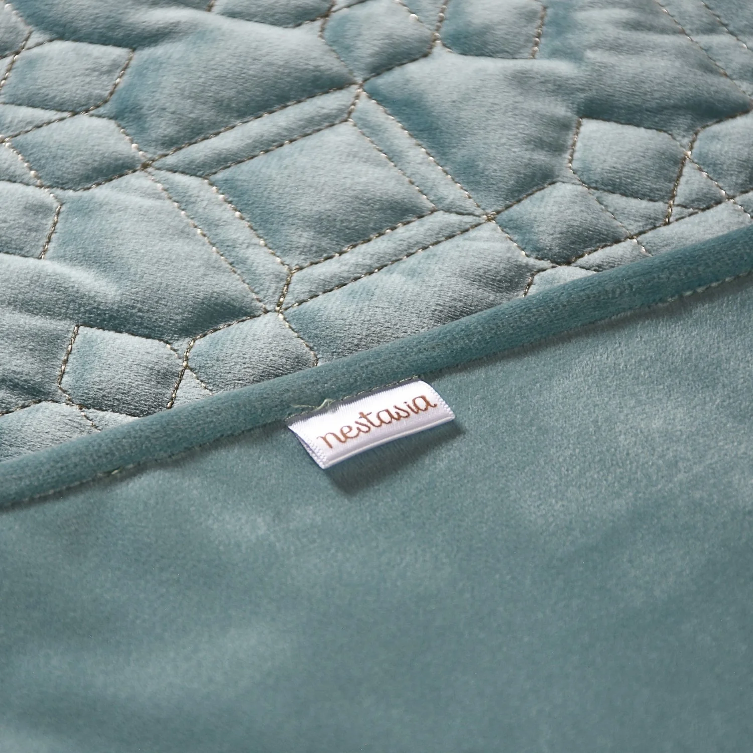 Quilted Aqua Blue Table Cover With Silver Threadwork - Image 9
