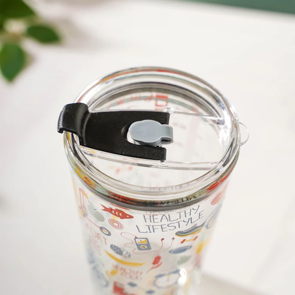 Quirky Glass Tumbler With Lid 400 ml - Image 12