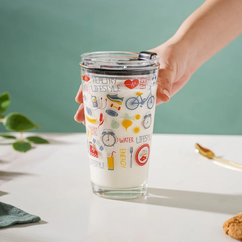 Quirky Glass Tumbler With Lid 400 ml - Image 2