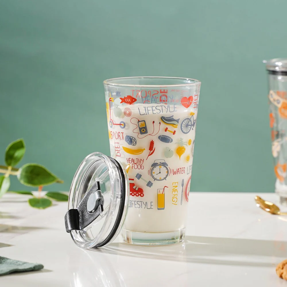 Quirky Glass Tumbler With Lid 400 ml - Image 6