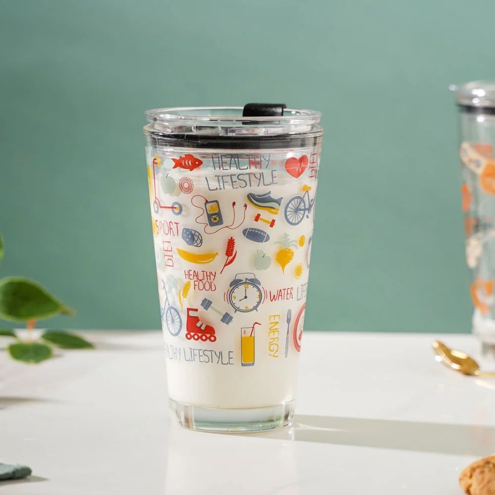 Quirky Glass Tumbler With Lid 400 ml - Image 7