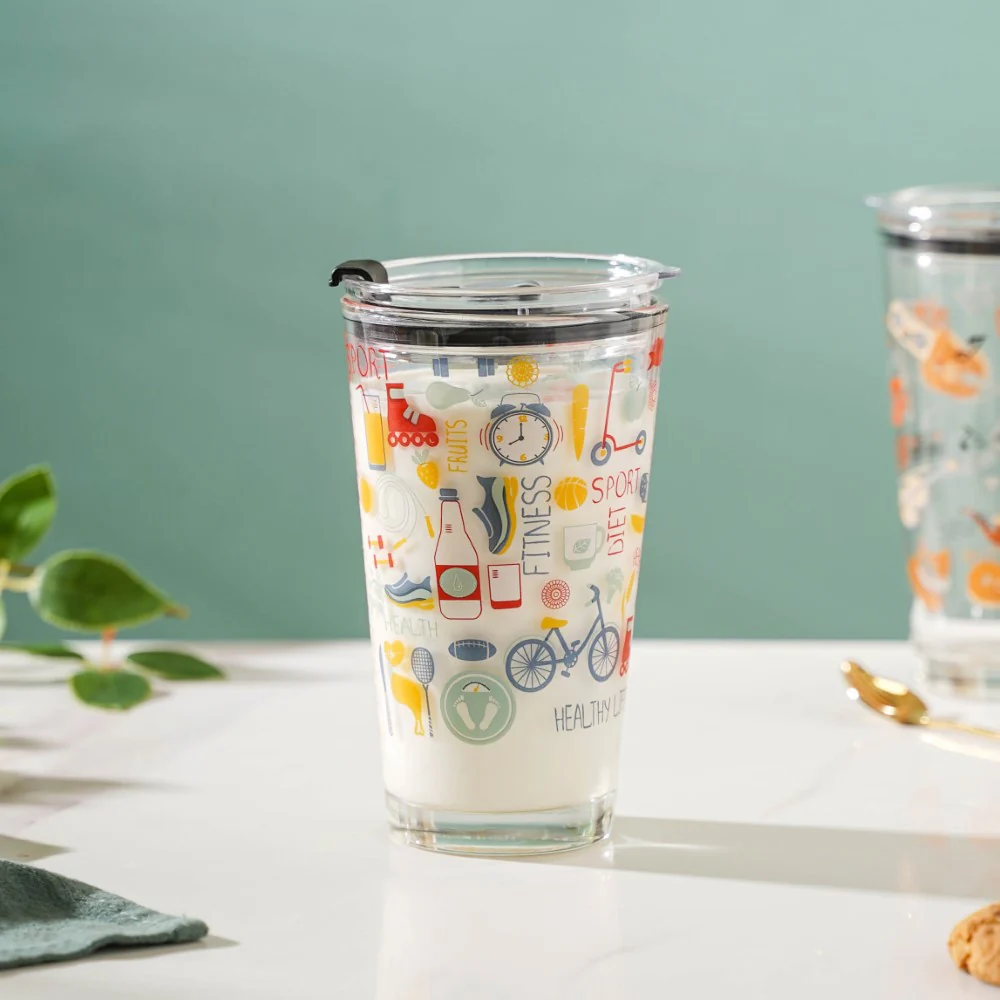 Quirky Glass Tumbler With Lid 400 ml - Image 9