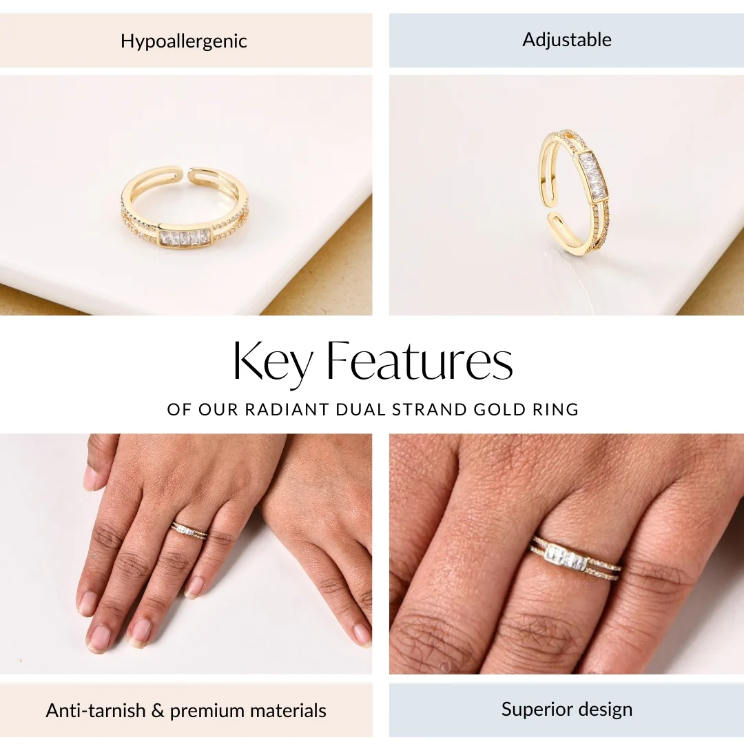 Radiant Dual Strand Gold Ring - Image 4