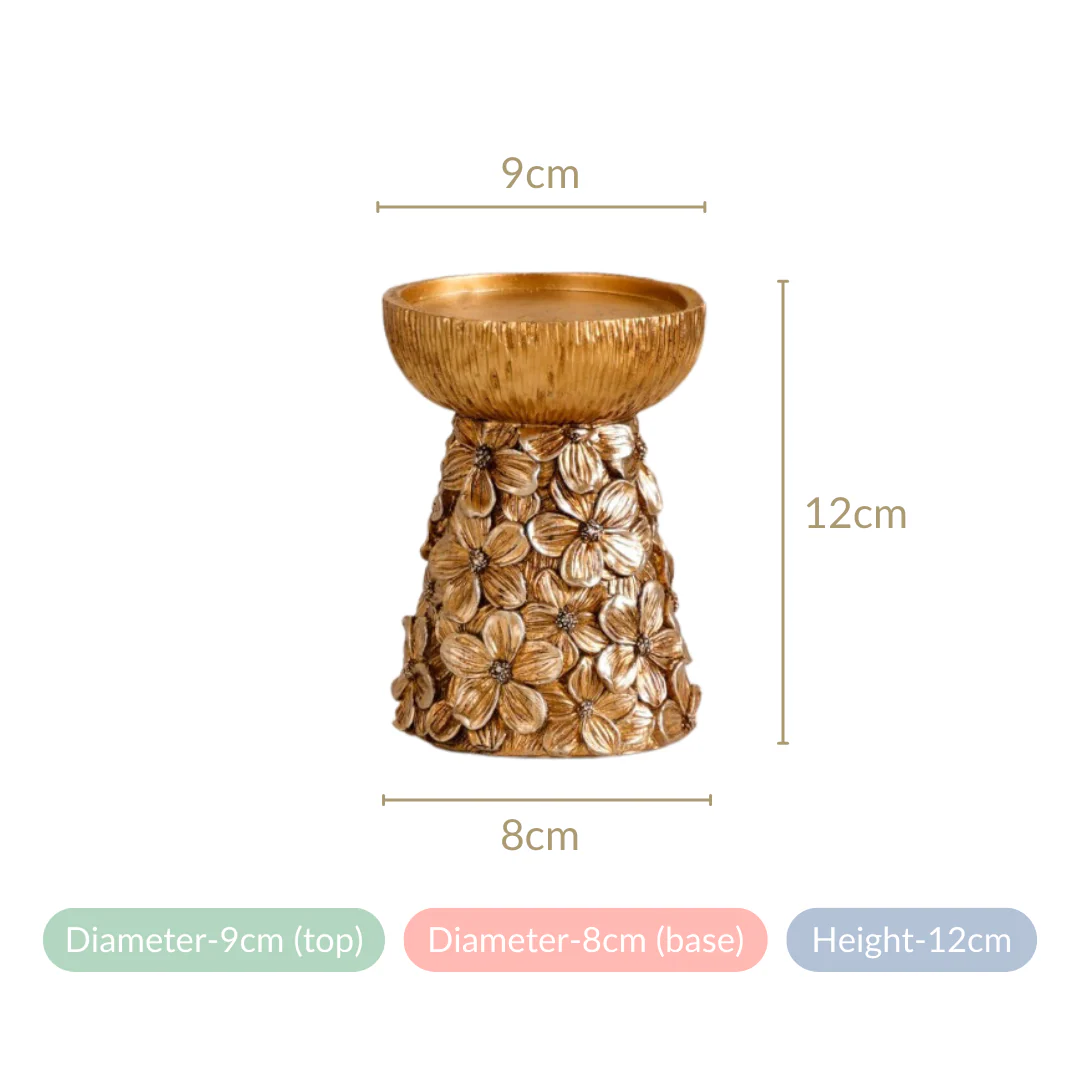 Antique Bronze Floral Candle Holder - Image 6