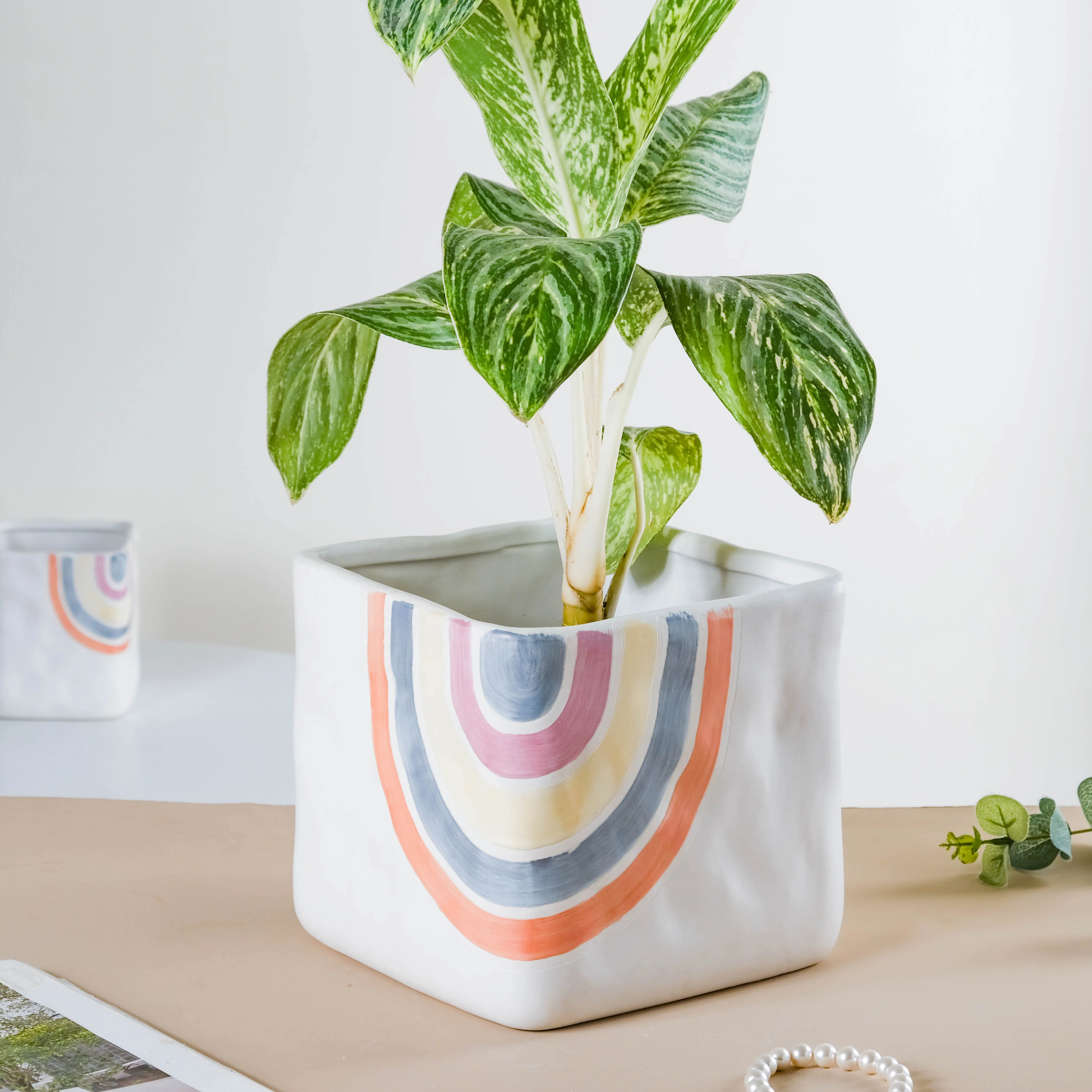 Rainbow Square Pot Large