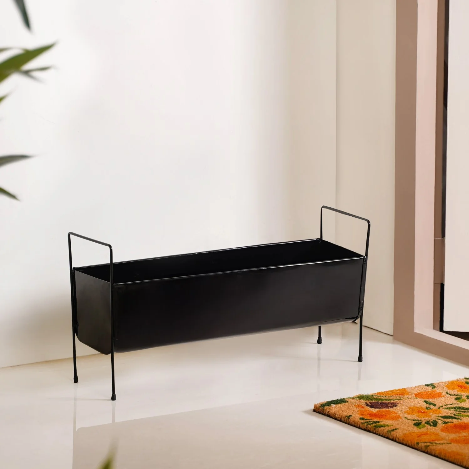 Raised Iron Trough Planter With Handle Black - Image 2
