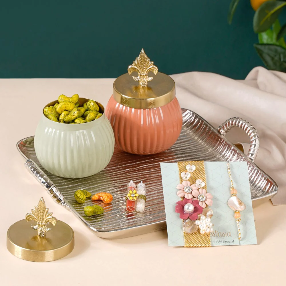 Rakhi Silver Tray Gift Hamper Set Of 8 - Image 8