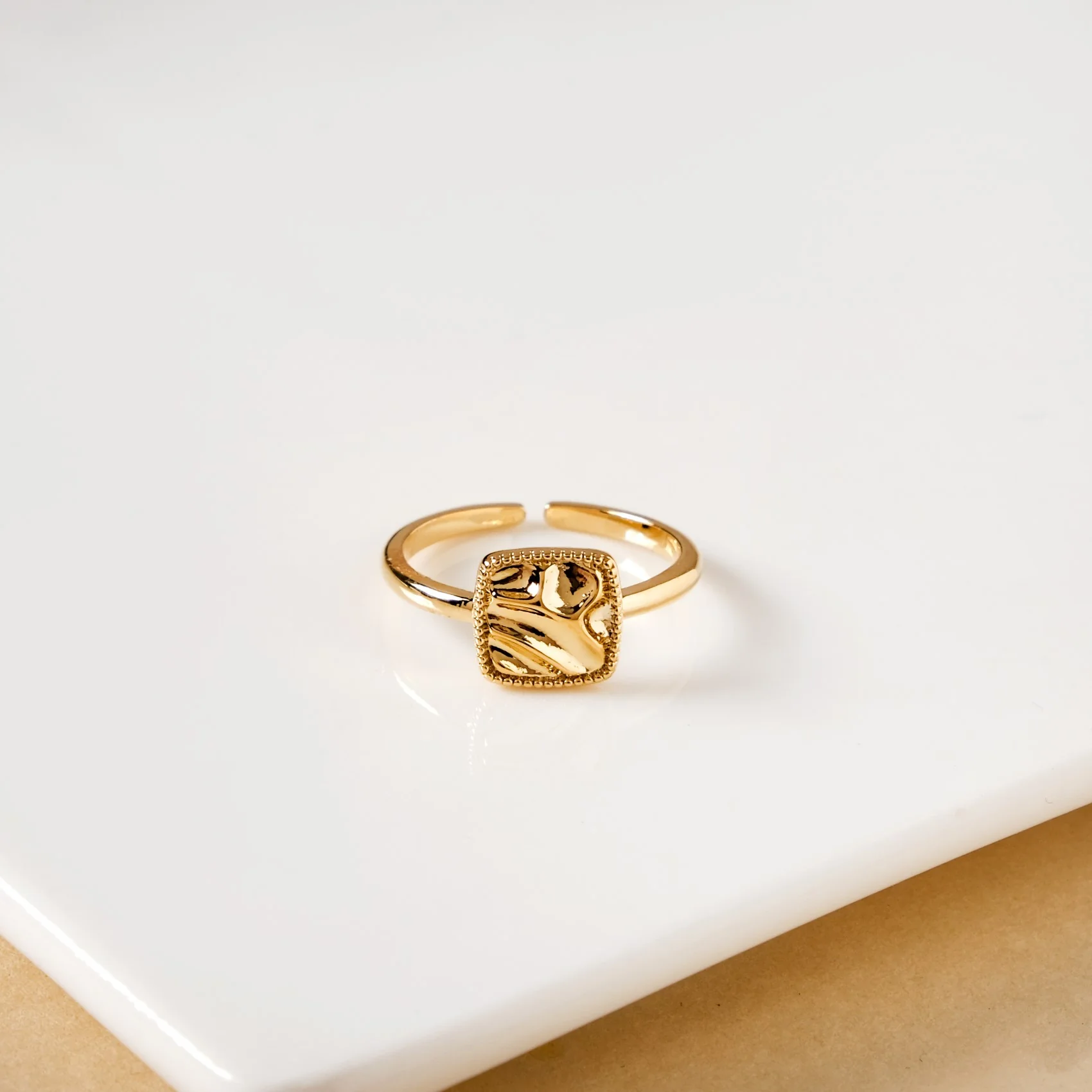 Raw Charm Hammered Gold Ring