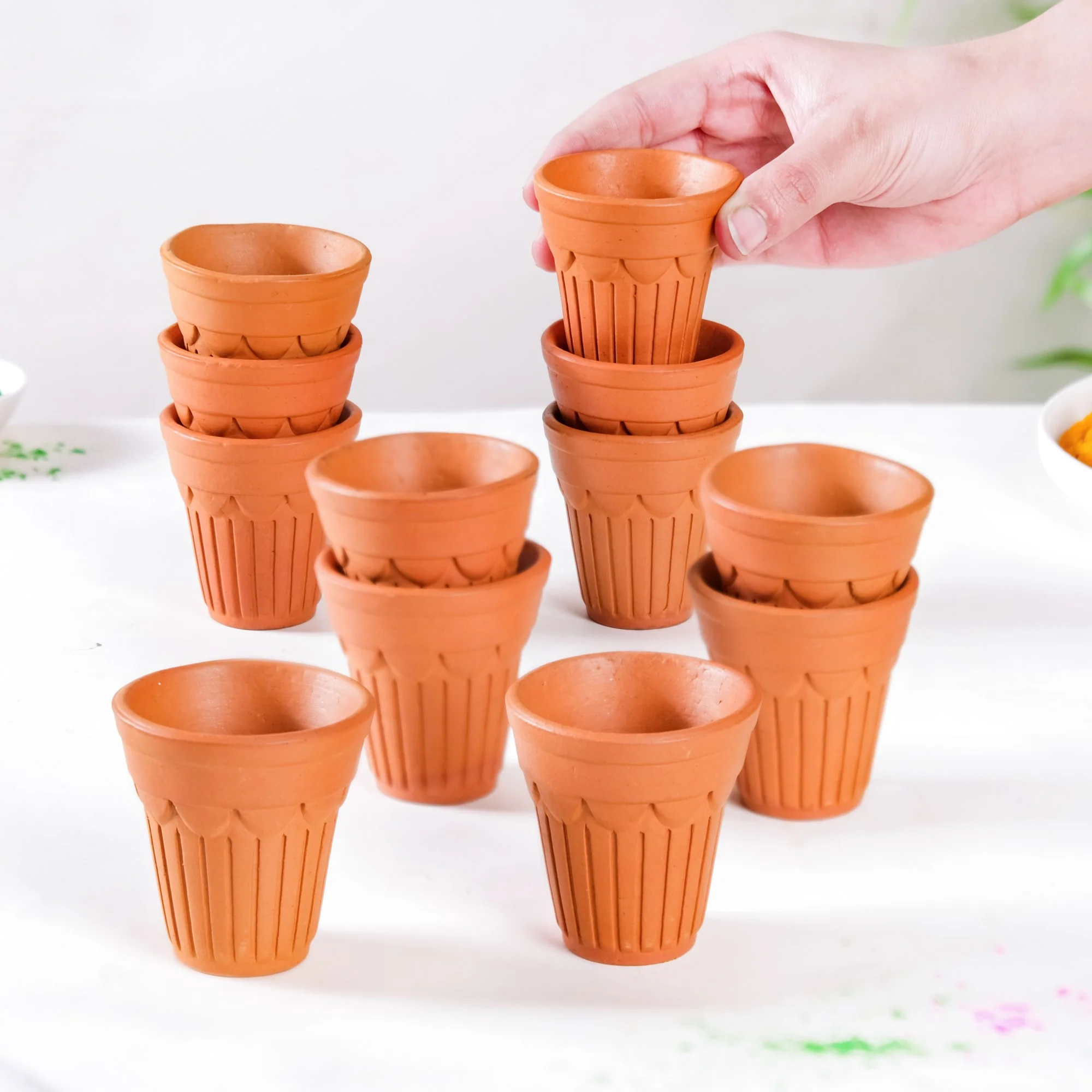 Real Bengal Terracotta Mini Kulhad Cup Set Of 12 60ml - Image 4