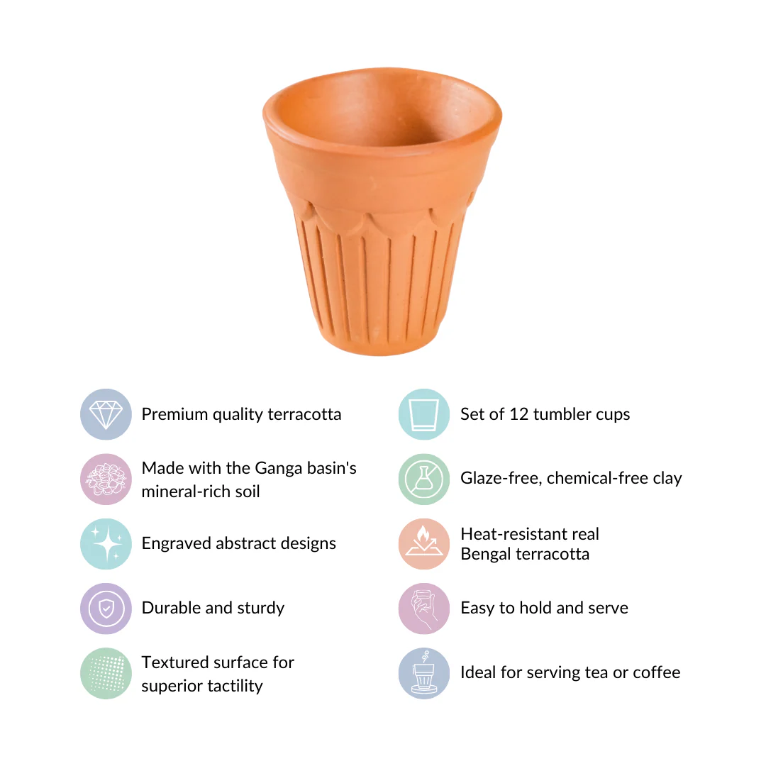 Real Bengal Terracotta Mini Kulhad Cup Set Of 12 60ml - Image 5