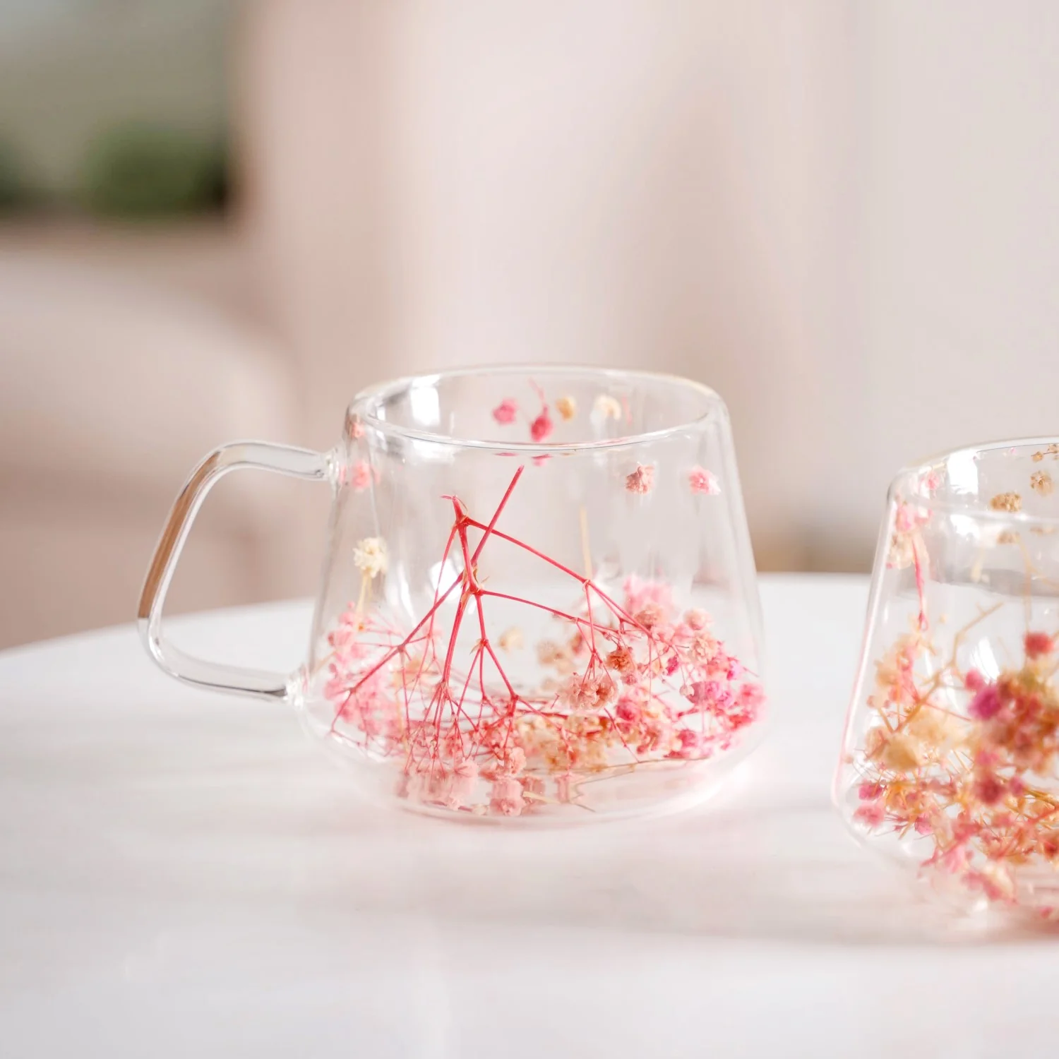 Real Flower Inside Double Wall Glass Cup Set Of 2 180ml - Image 7