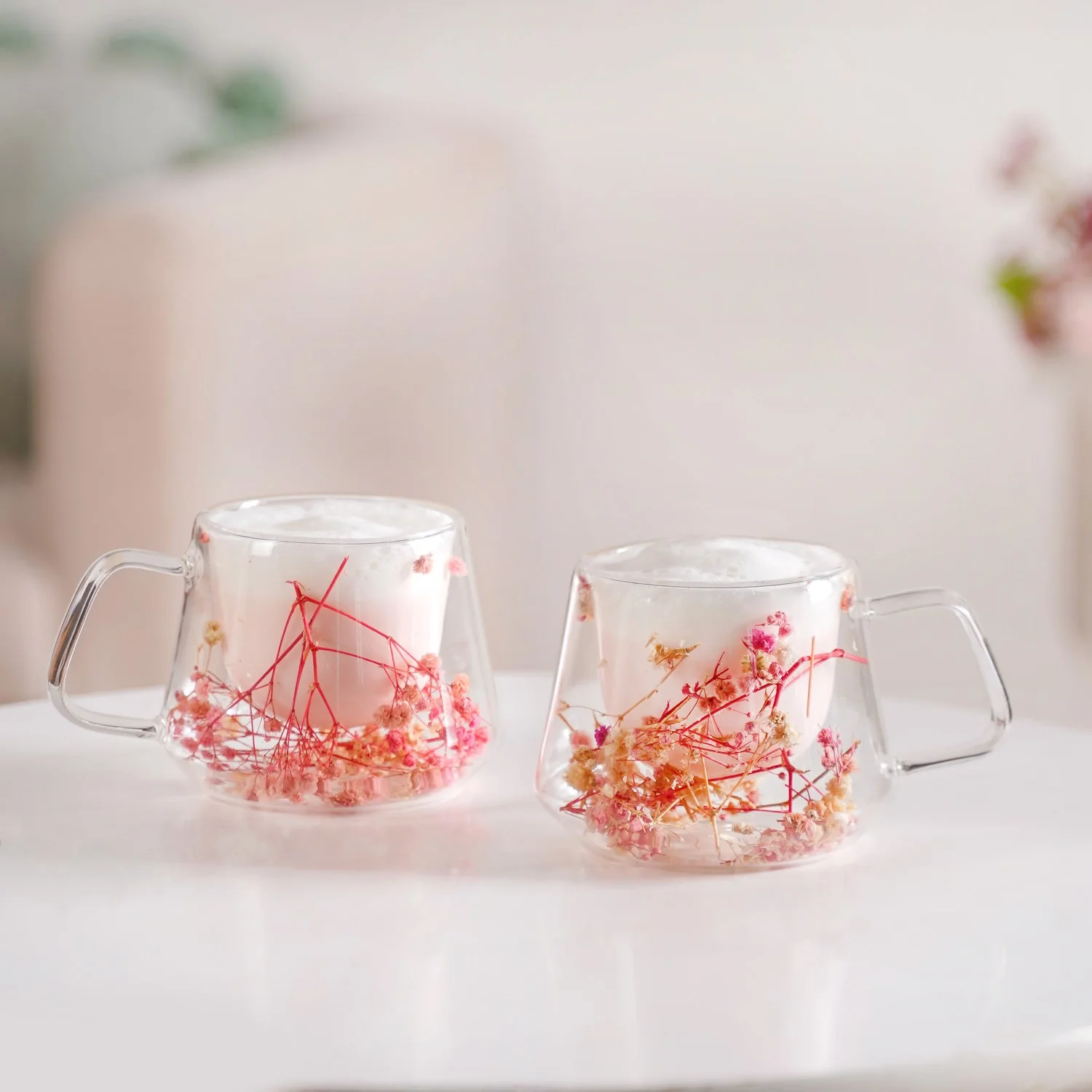 Real Flower Inside Double Wall Glass Cup Set Of 2 180ml - Image 9