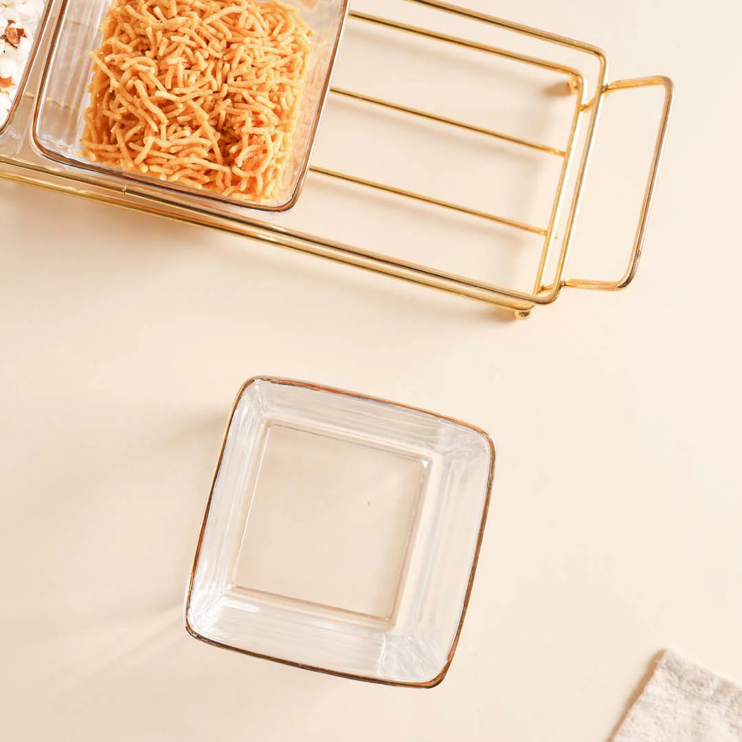 Rectangle Tray with Glass Bowls Set of 3 - Image 11