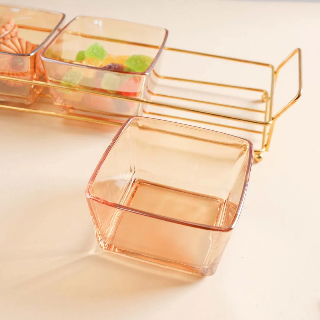 Rectangle Tray with Glass Bowls Set of 3 - Image 7