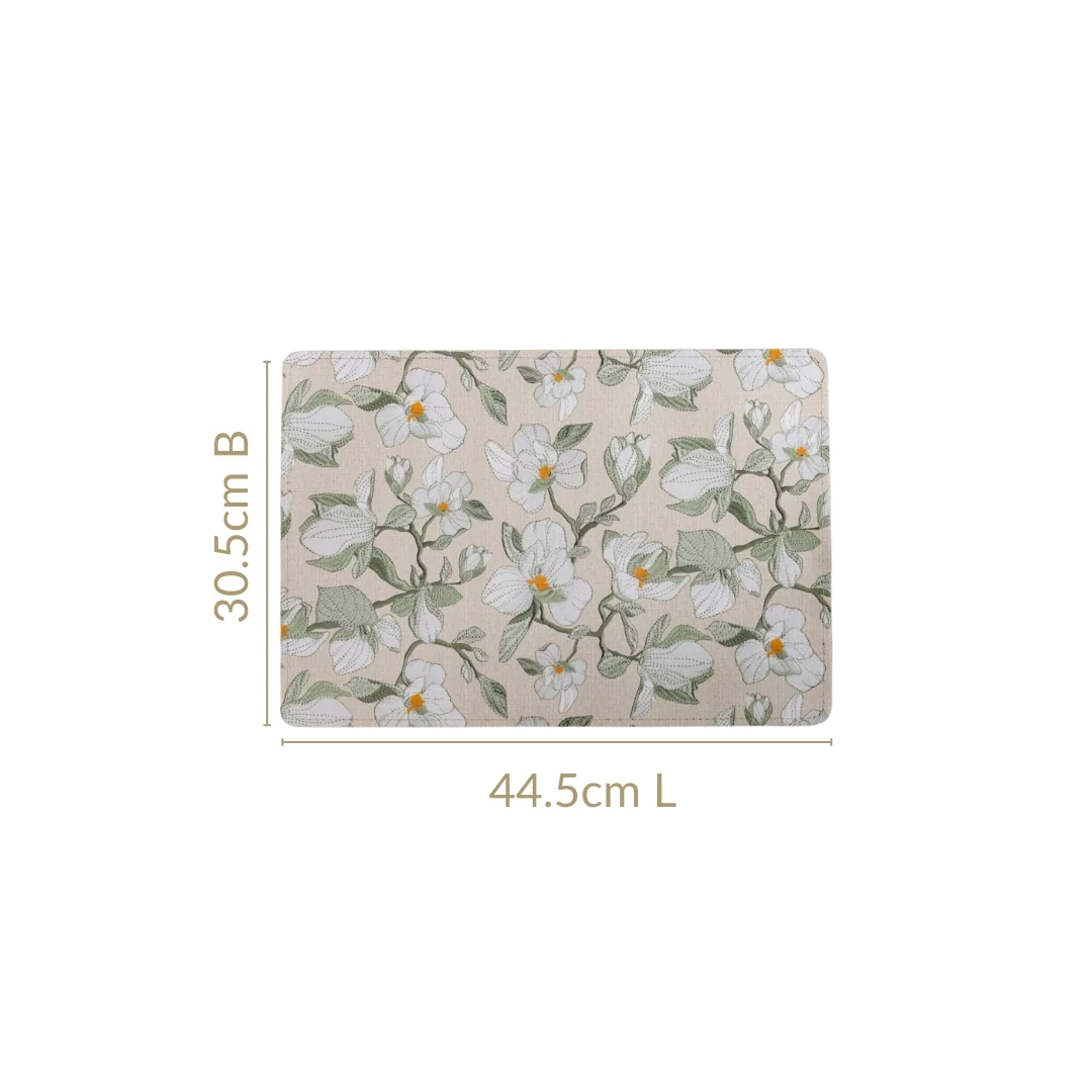 Rectangular Green Poppy Printed Placemats Set Of 6 - Image 4