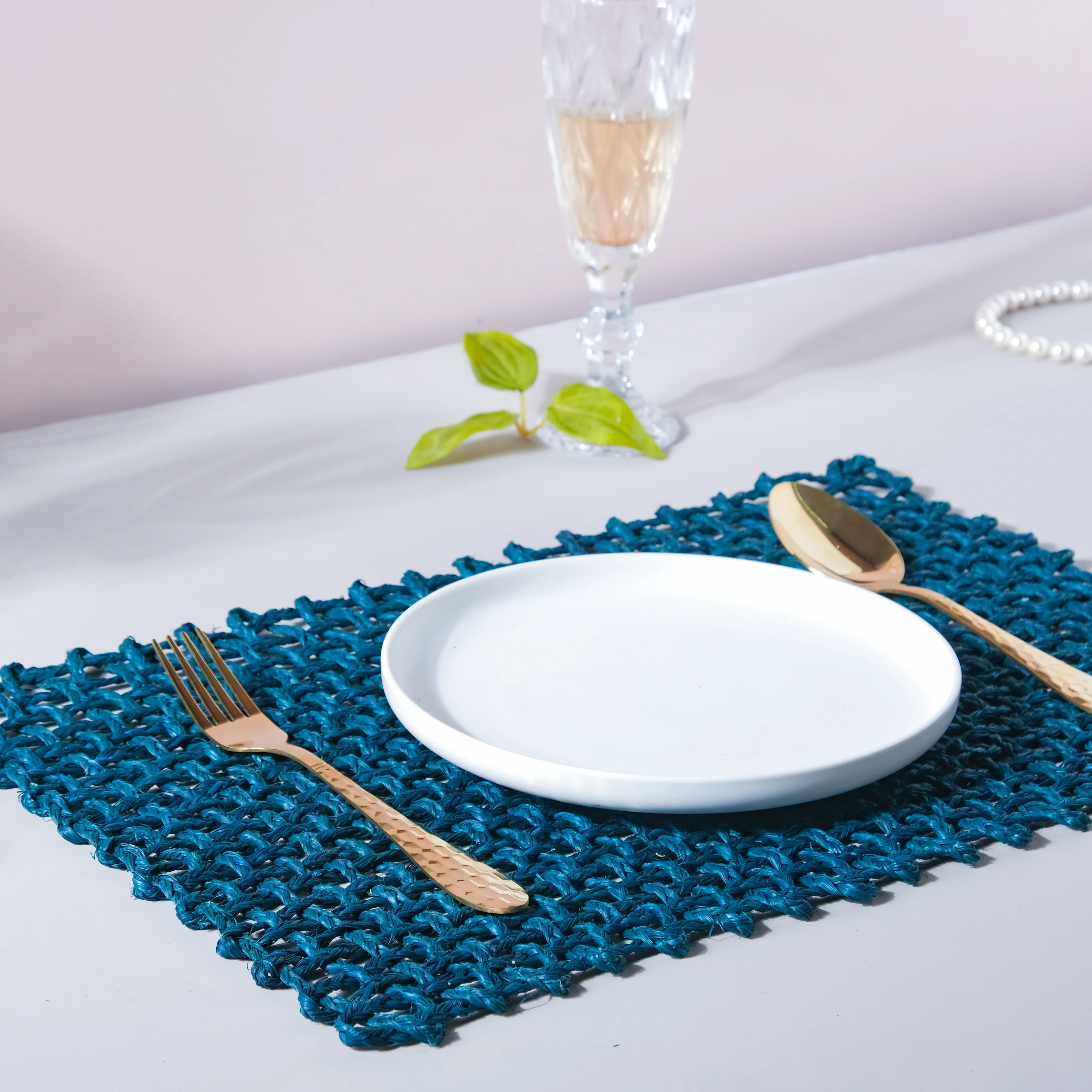 Rectangular Sabai Mat Sapphire Blue - Image 2