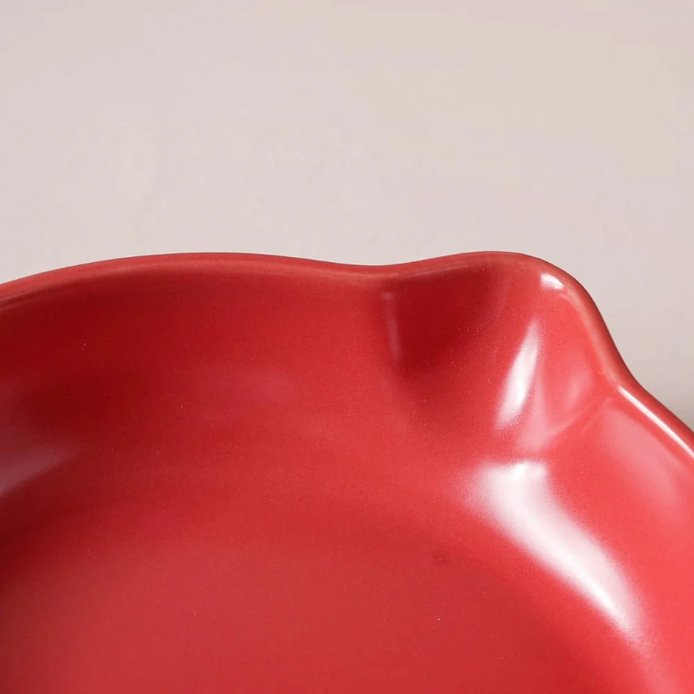 Red Ceramic Dish With Handle - Image 5