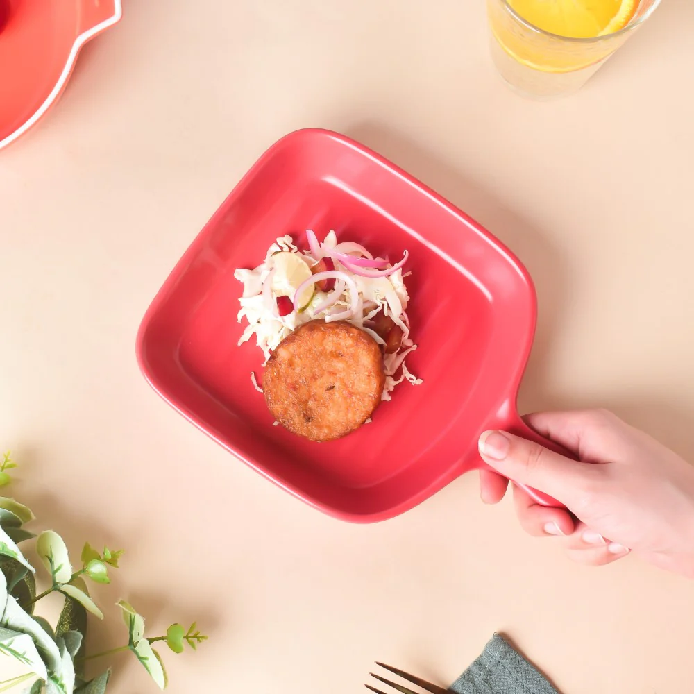 Red Ceramic Grill Plate - Image 2