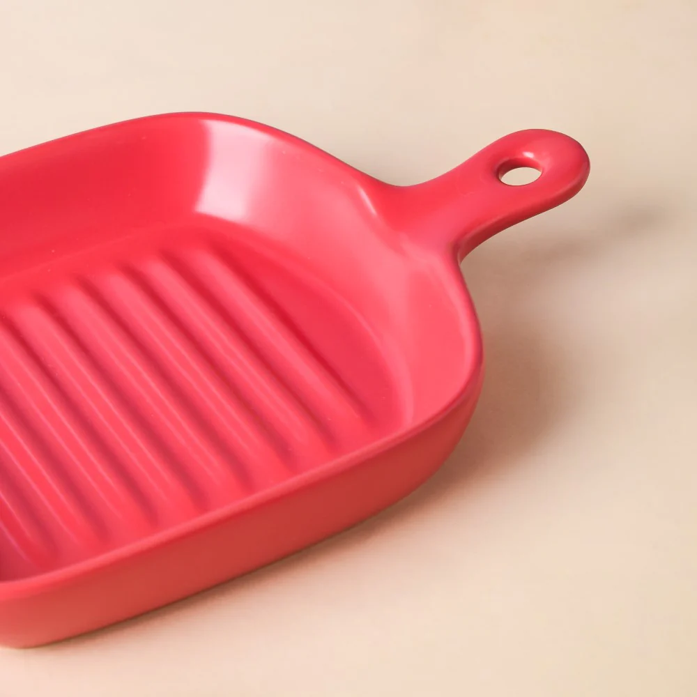 Red Ceramic Grill Plate - Image 3