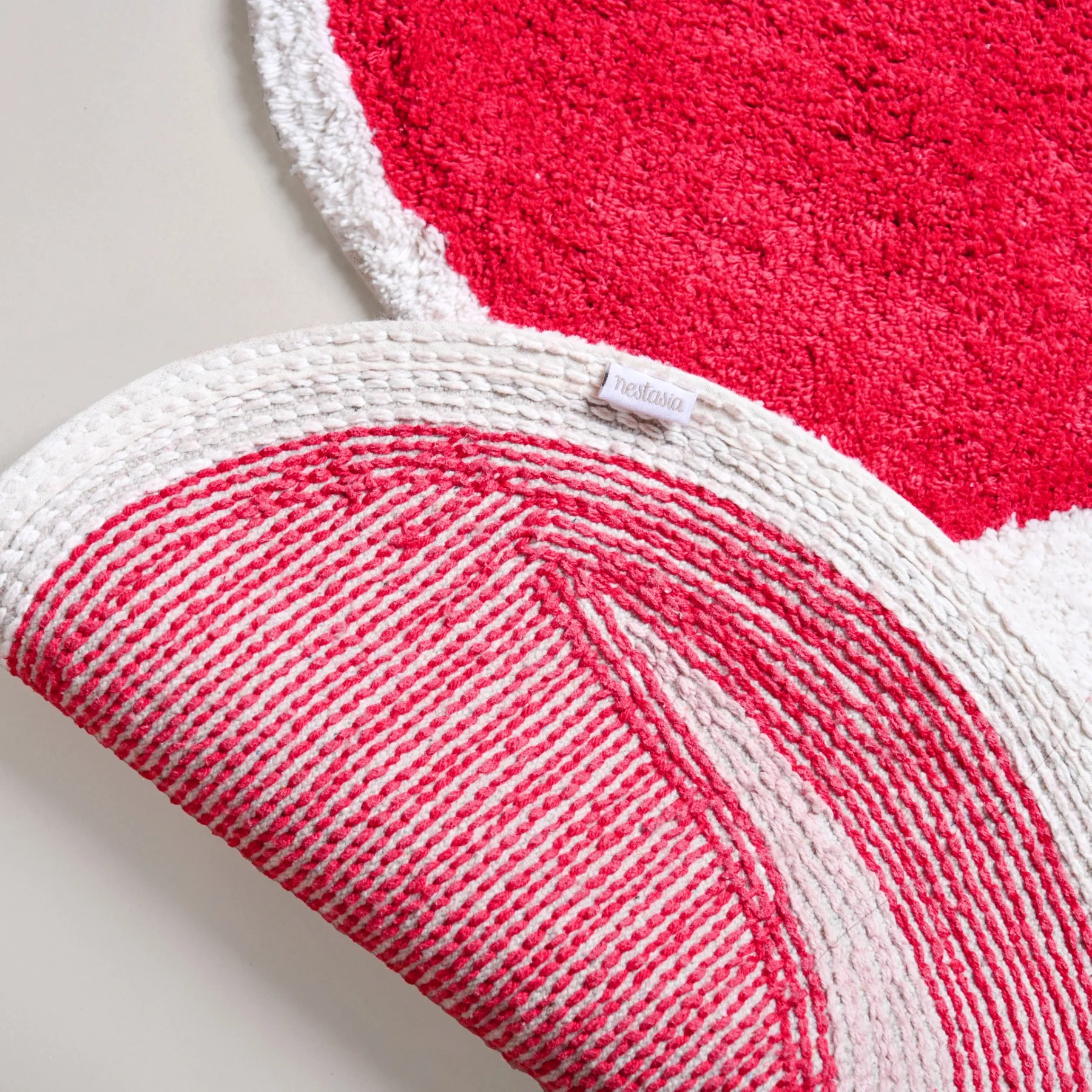 Red Cherry Tufted Cotton Anti Slip Floor Mat 77x73cm - Image 6