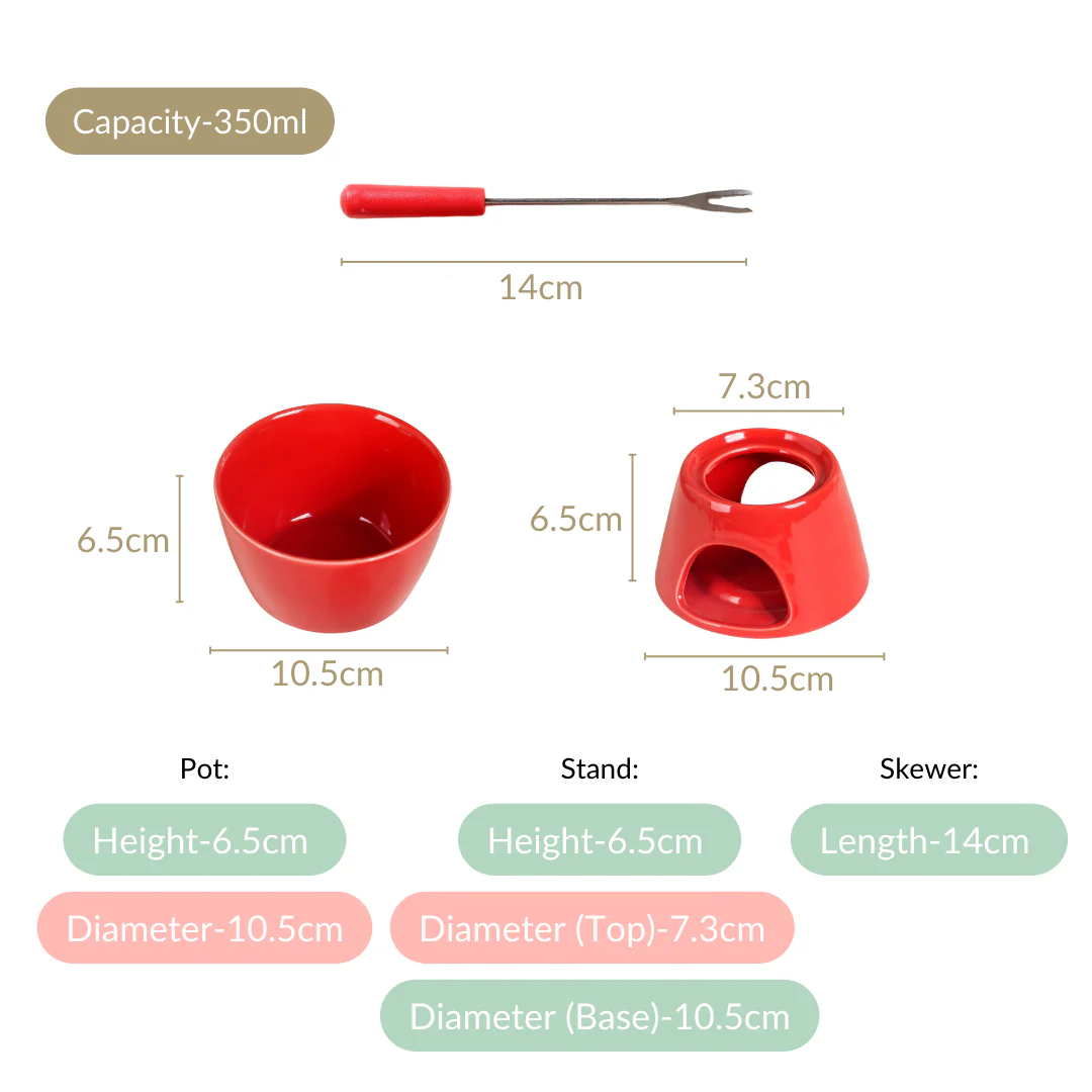 Red Heart Ceramic Fondue Set - Image 7
