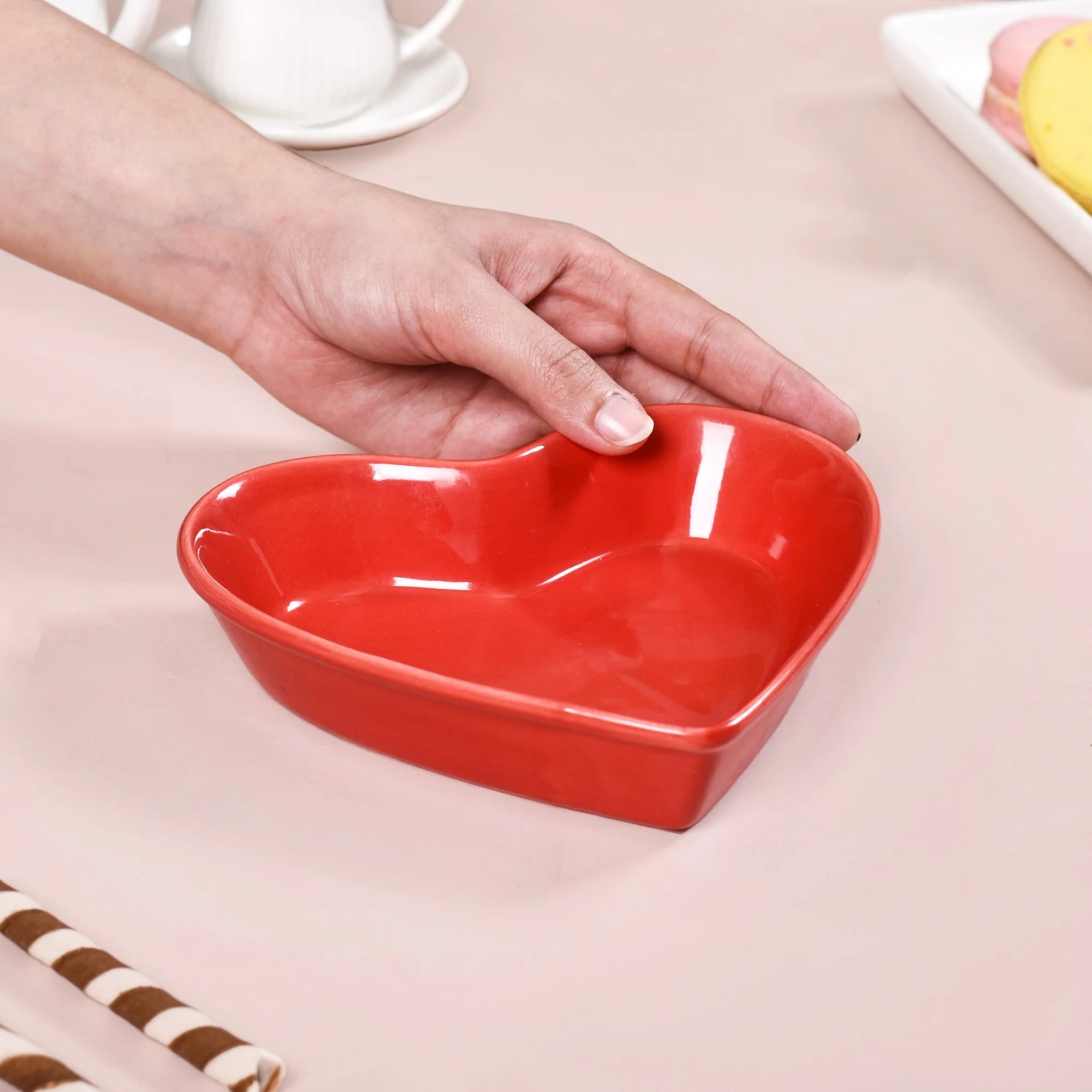 Red Heart Ceramic Plate For Starters Set Of 6 - Image 7