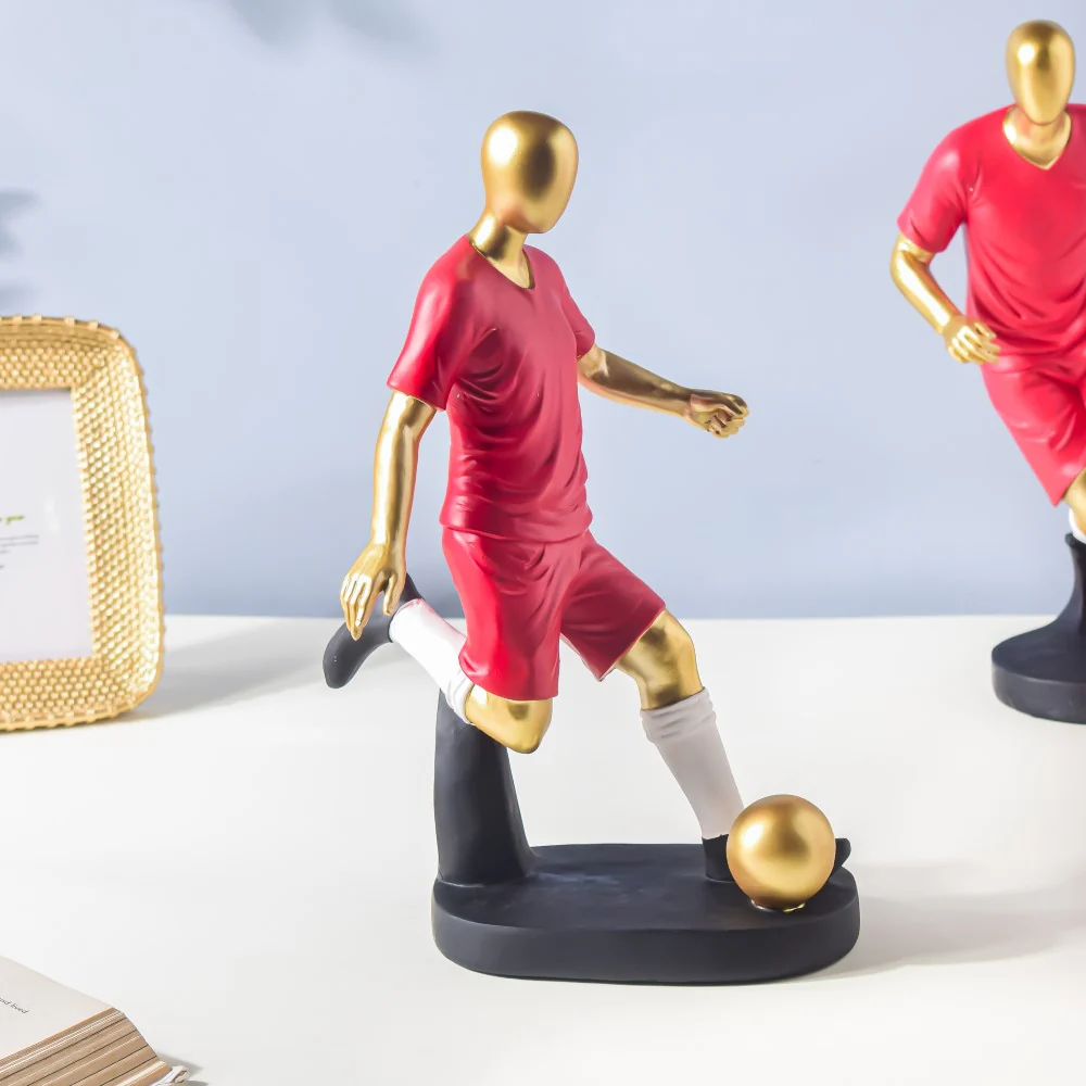 Red Jersey Kicking Footballer Decor Object 11 Inch - Image 3