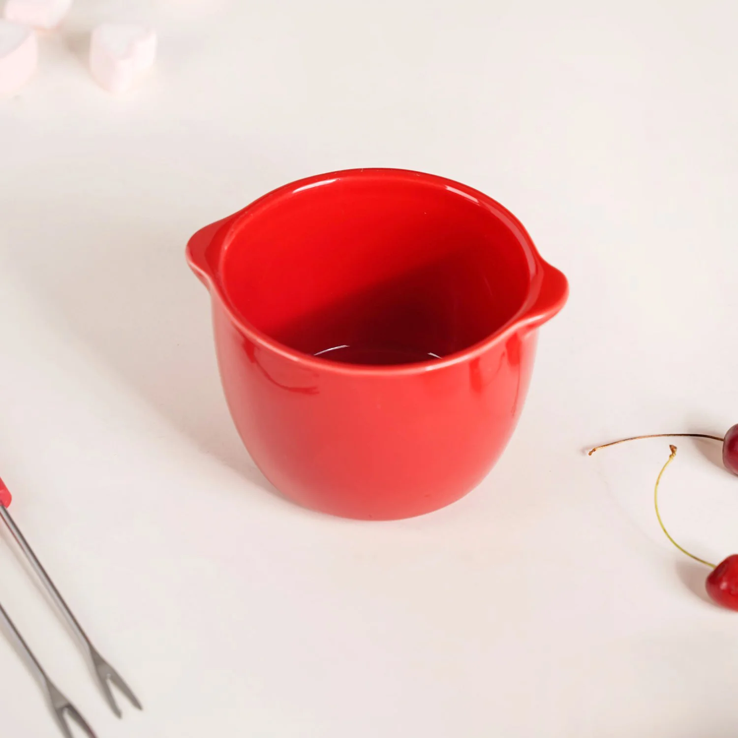 Red Mini Fondue Set With 2 Dipping Forks - Image 8