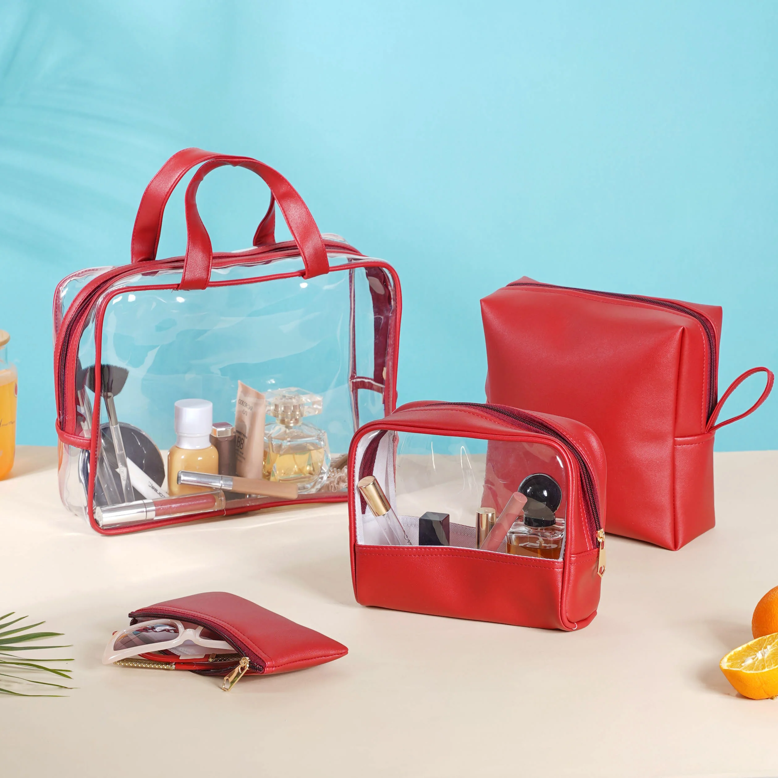 Red Travel Kit Set of 4 - Image 4