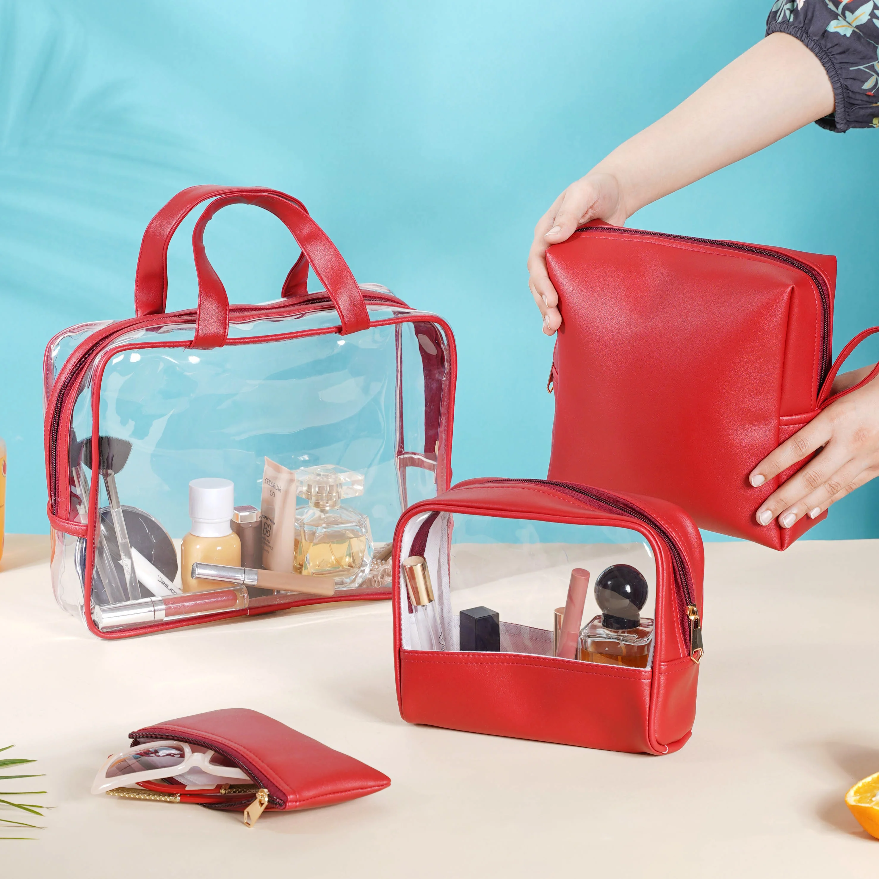 Red Travel Kit Set of 4 - Image 5