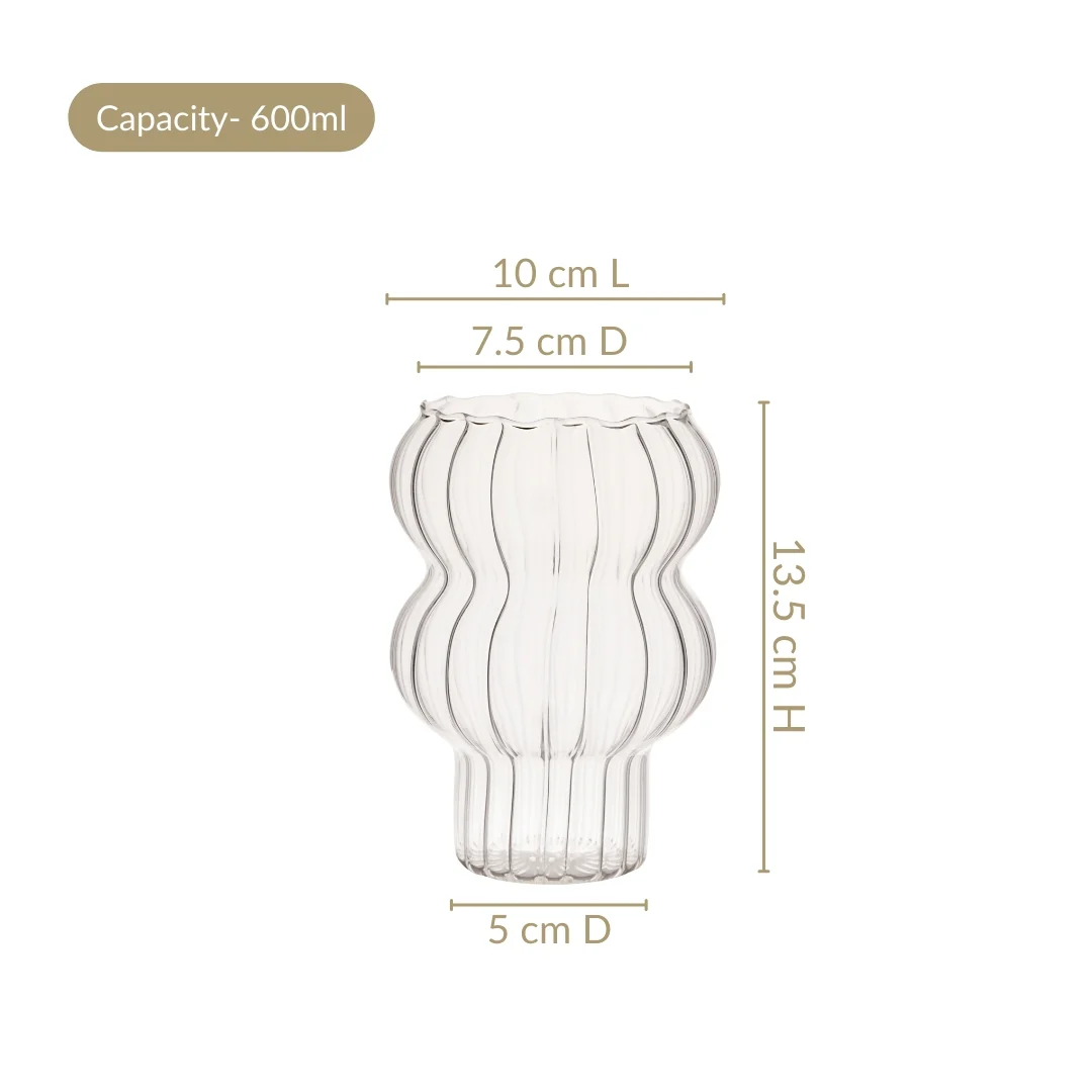 Reeded Latte Glass Cup Set Of 2 600ml - Image 3