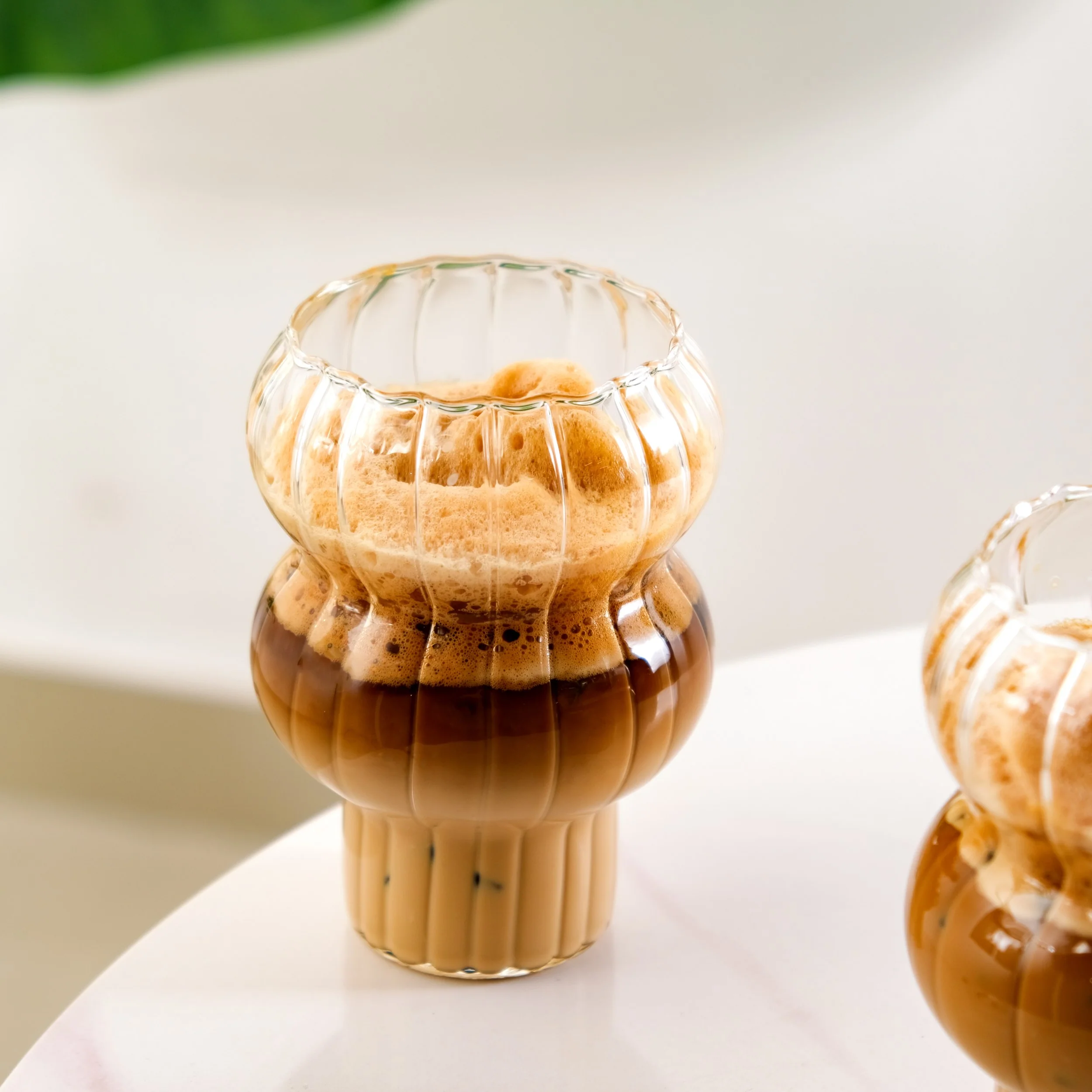 Reeded Latte Glass Cup Set Of 2 600ml - Image 5