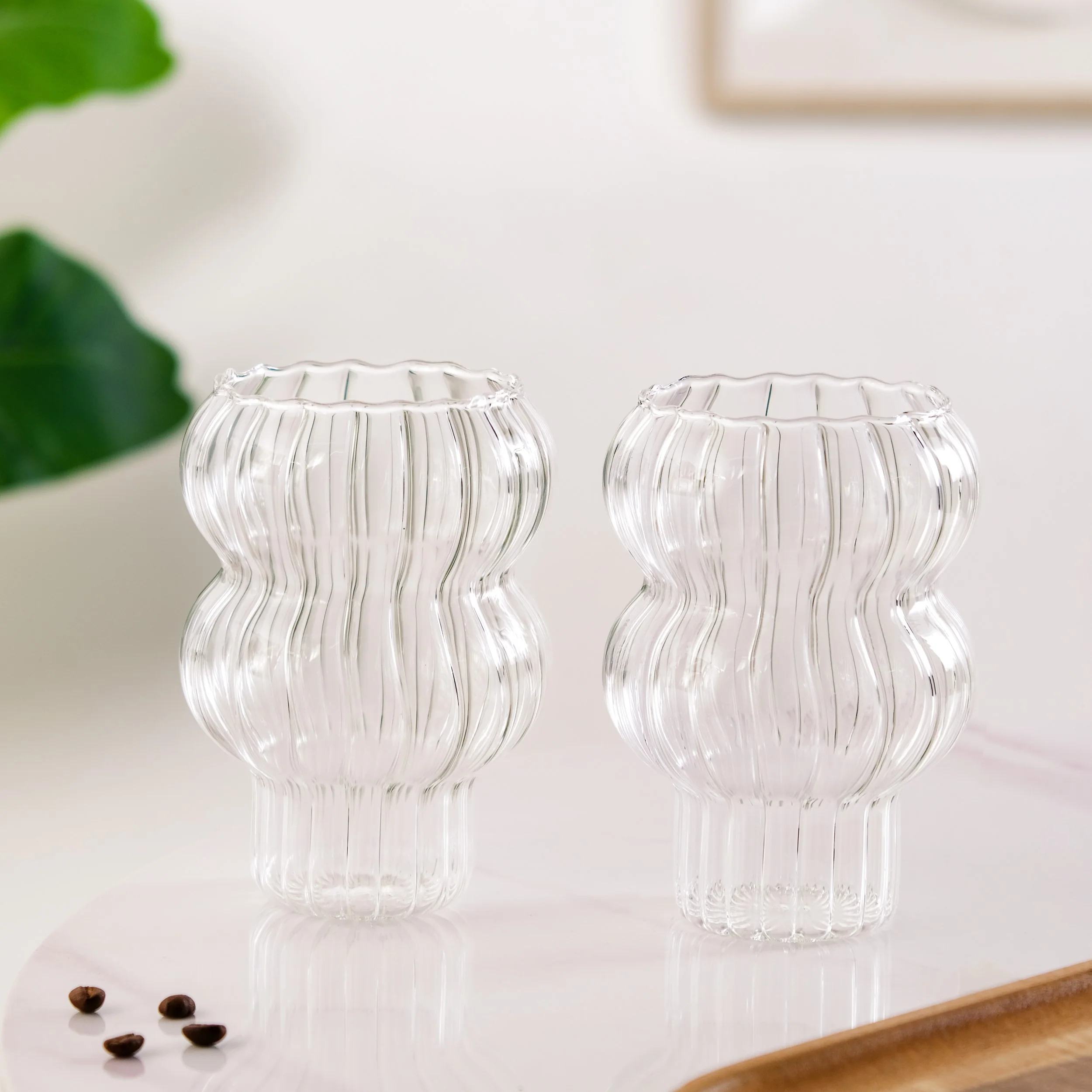 Reeded Latte Glass Cup Set Of 2 600ml - Image 8