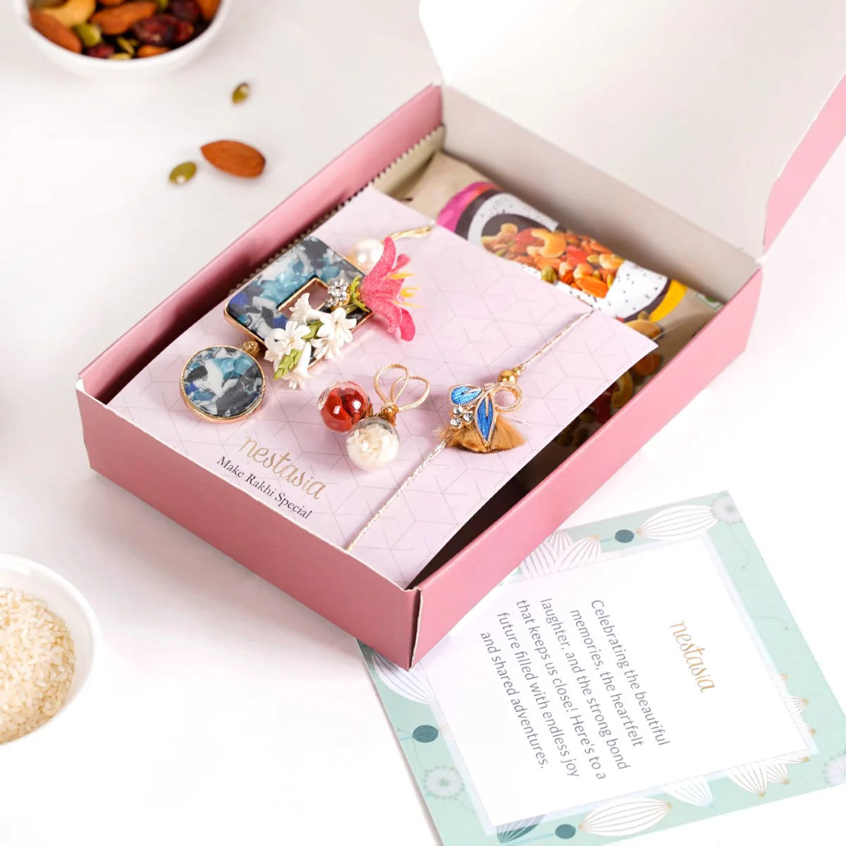 Regal Blue Rakhi Hamper For Couples Set Of 4 With Gift Box - Image 4