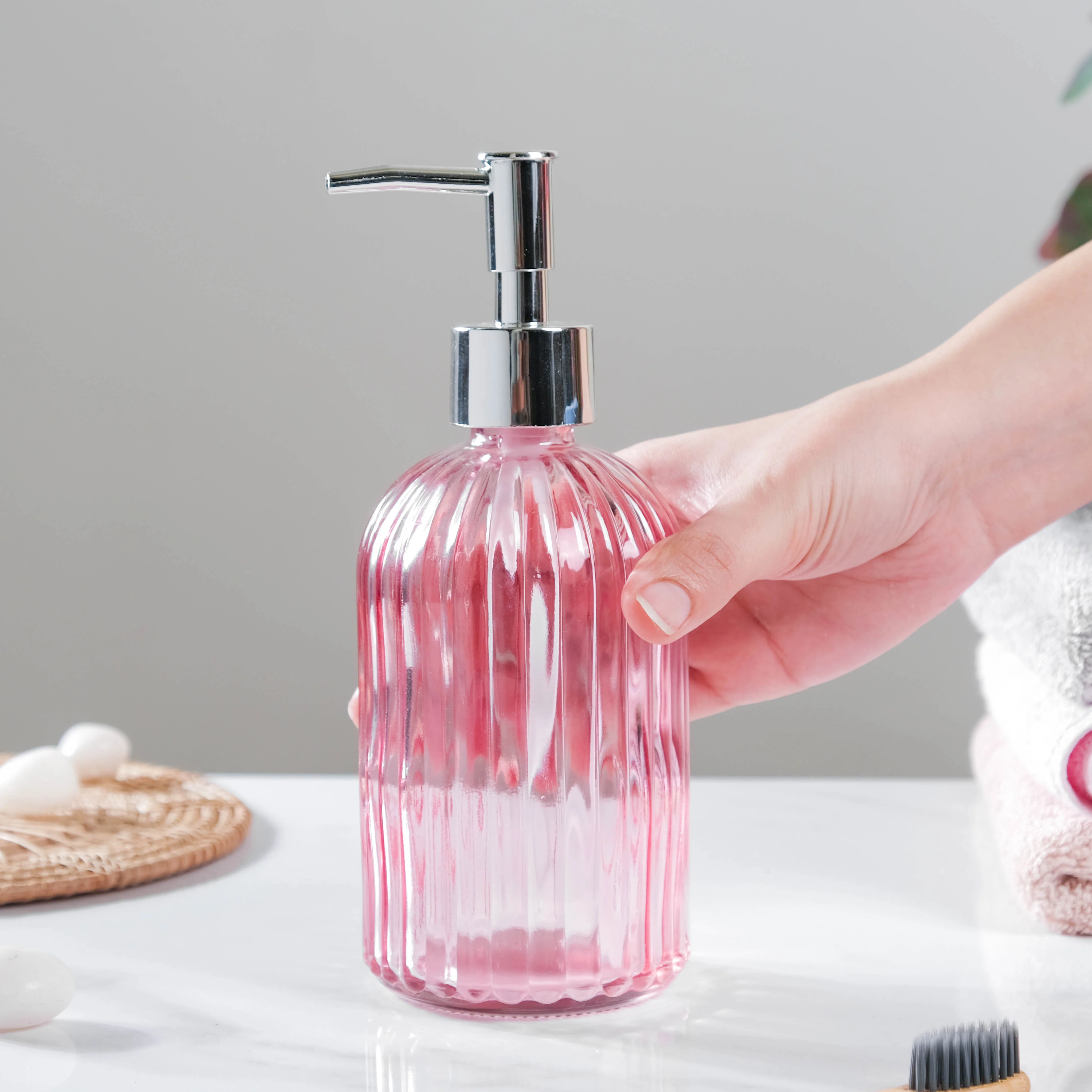 Regal Pink Glass Dispenser With Nozzle - Image 2