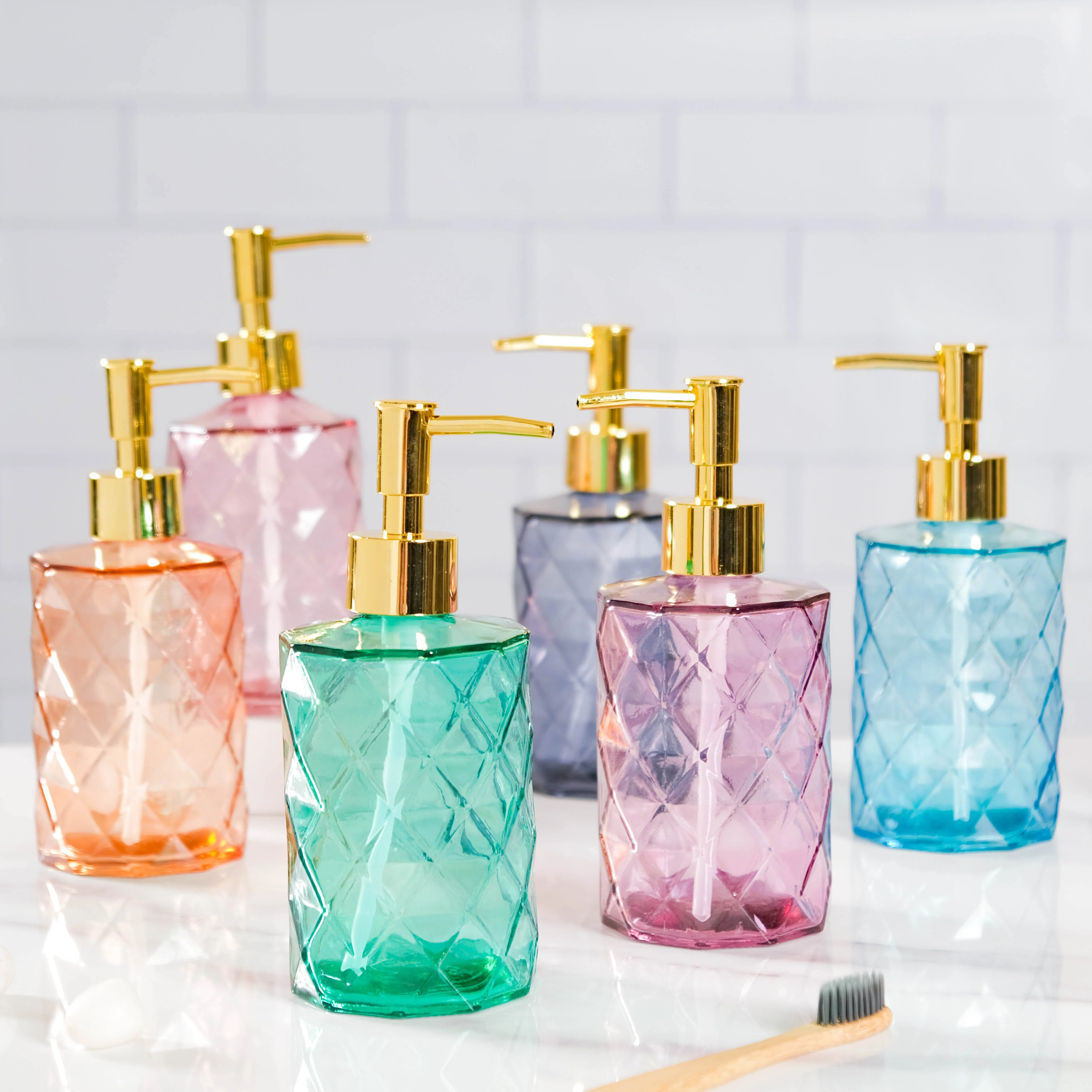 Regal Pink Textured Glass Dispenser With Nozzle - Image 8