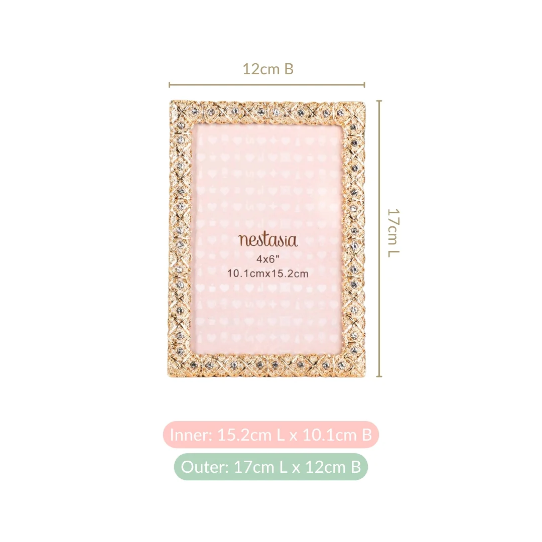 Regal Rhinestone Picture Frame Gold Small 10x15cm - Image 4